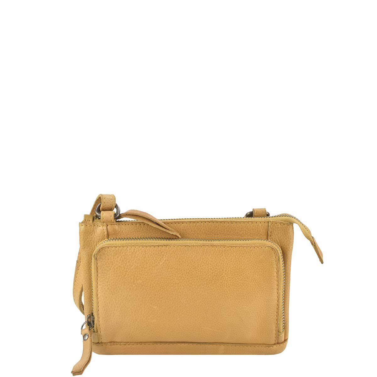 Greenburry Umhängetasche Soft Washed, Schultertasche 20x13cm, mit großem Vorfach für Handy 16x8cm