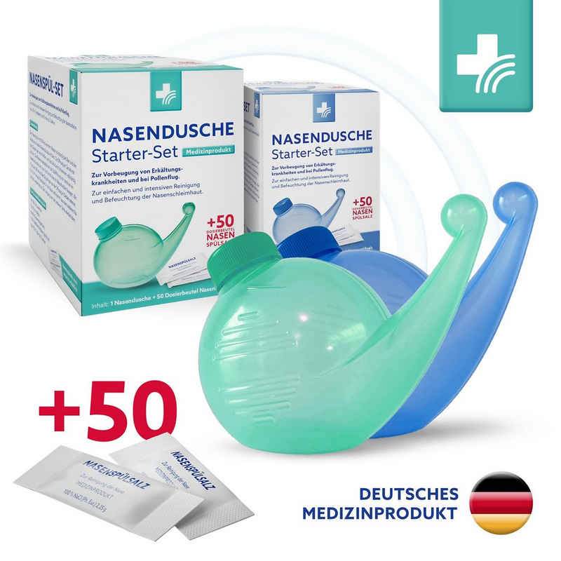 Wachter's Nasensauger Nasenspül-Set mint, Nasendusche + 50 Beutel Nasenspülsalz