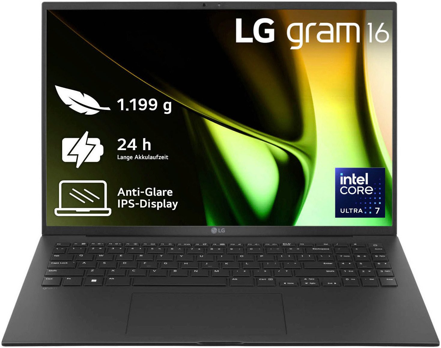 LG Gram 16" Ultralight Laptop, IPS-Display, 16 GB RAM, Windows 11 Home, Business-Notebook (40,6 cm/16 Zoll, Intel Core Ultra 7 155H, ARC, 1000 GB SSD, 16Z90S-G.AA78G, 2024)