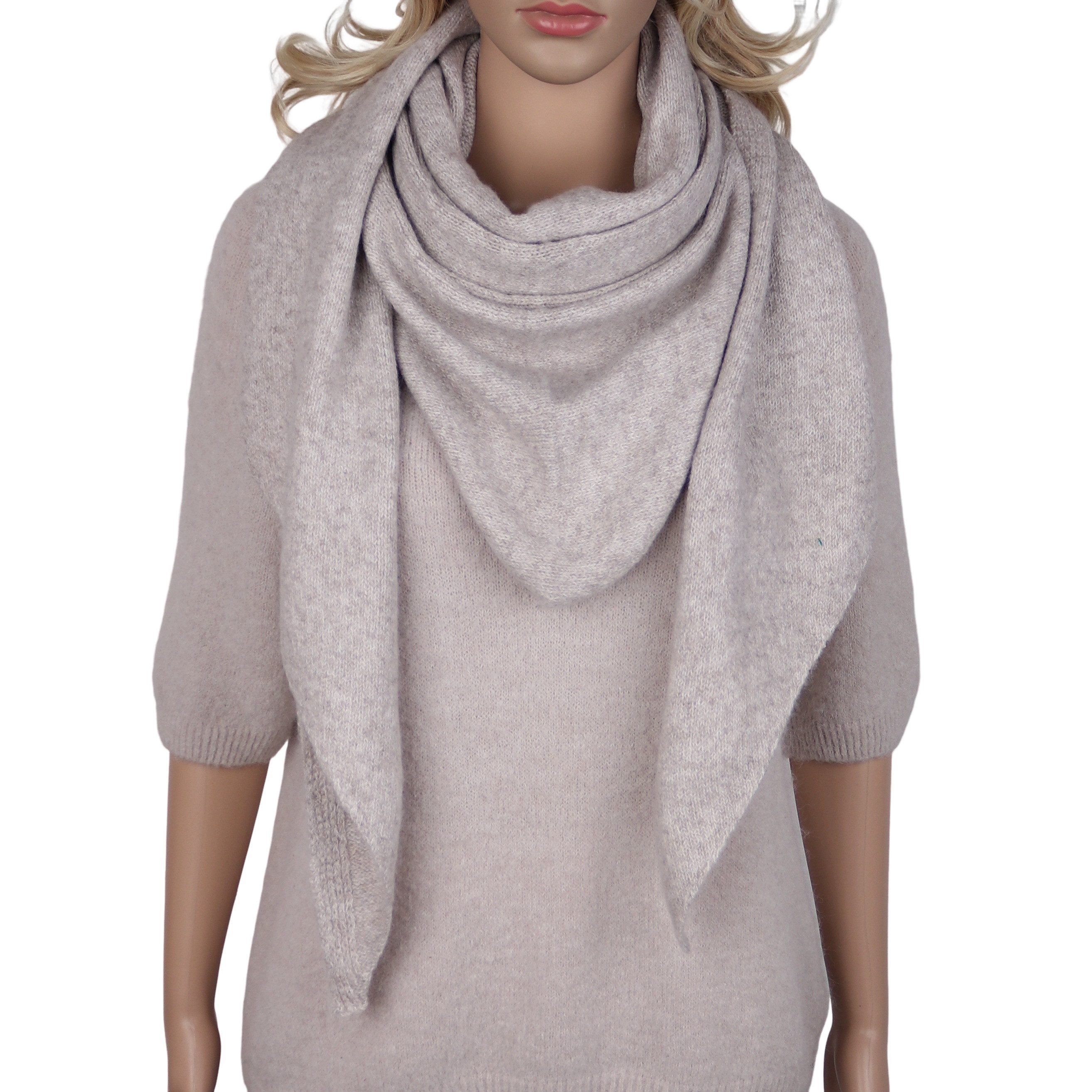 MIRROSI Dreieckstuch XXL Damen Dreieckstuch Strickschal 90 x 200 cm – weiches Viskose, Tuch mit Einsteck-Schlaufe, Schal ohne Fransen