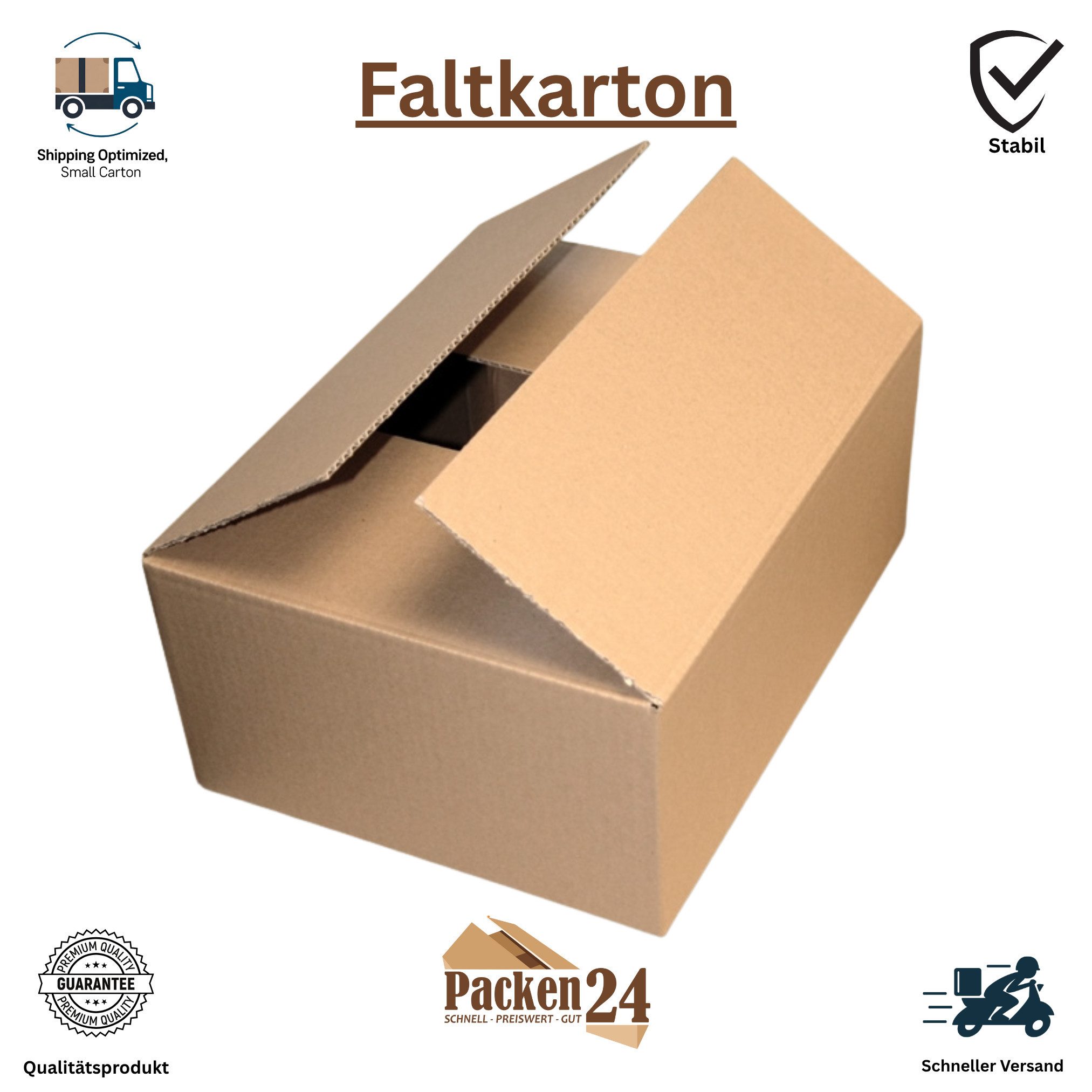Packen24 GmbH Versandkarton Faltkarton 335 x 260 x 140 mm Versandkarton einwellig