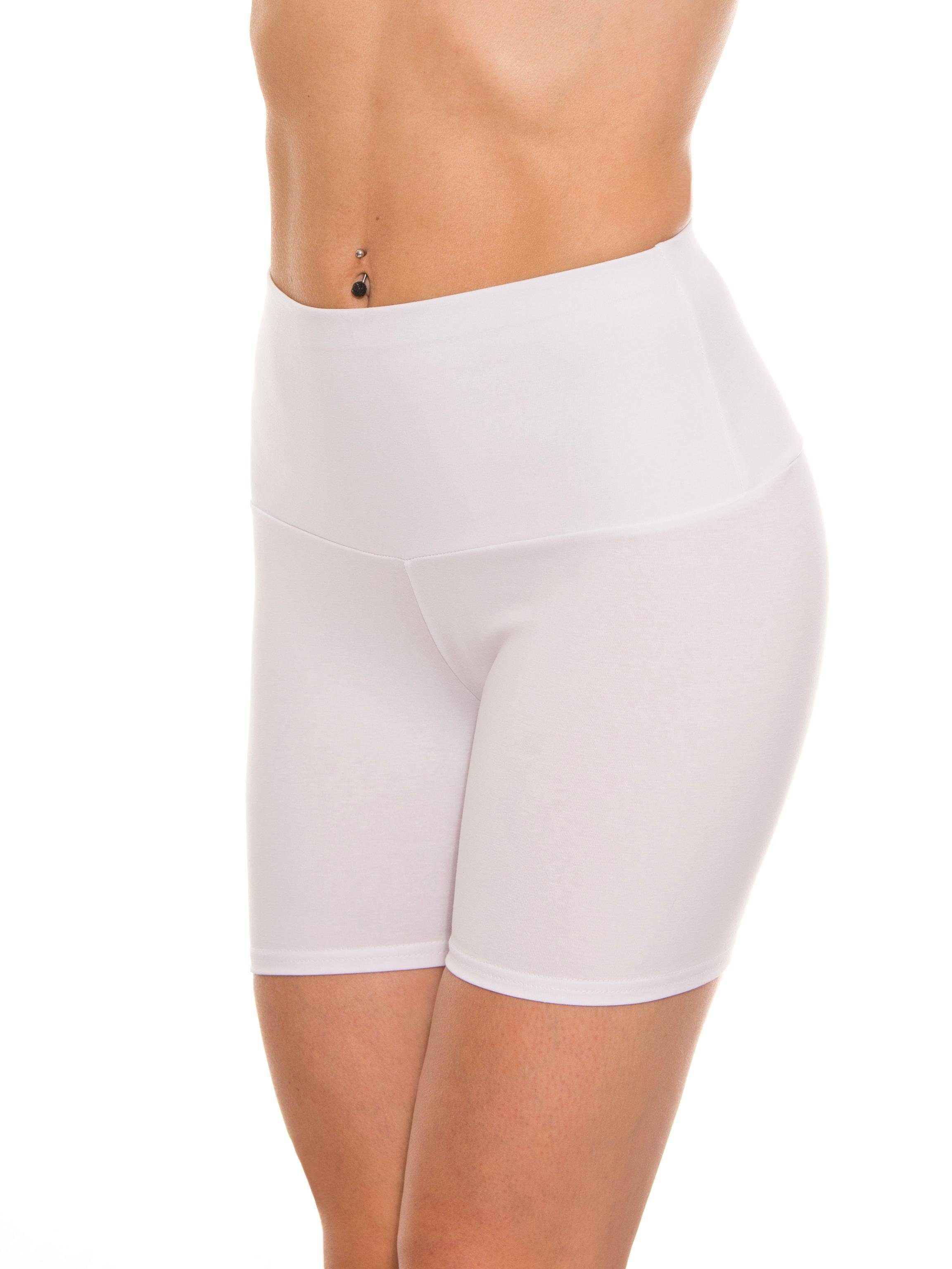 Alkato Yogashorts Alkato Damen Shorts mit Hohem Bund Hotpants Radlerhose Long Shorts Longs Shorts Weiß