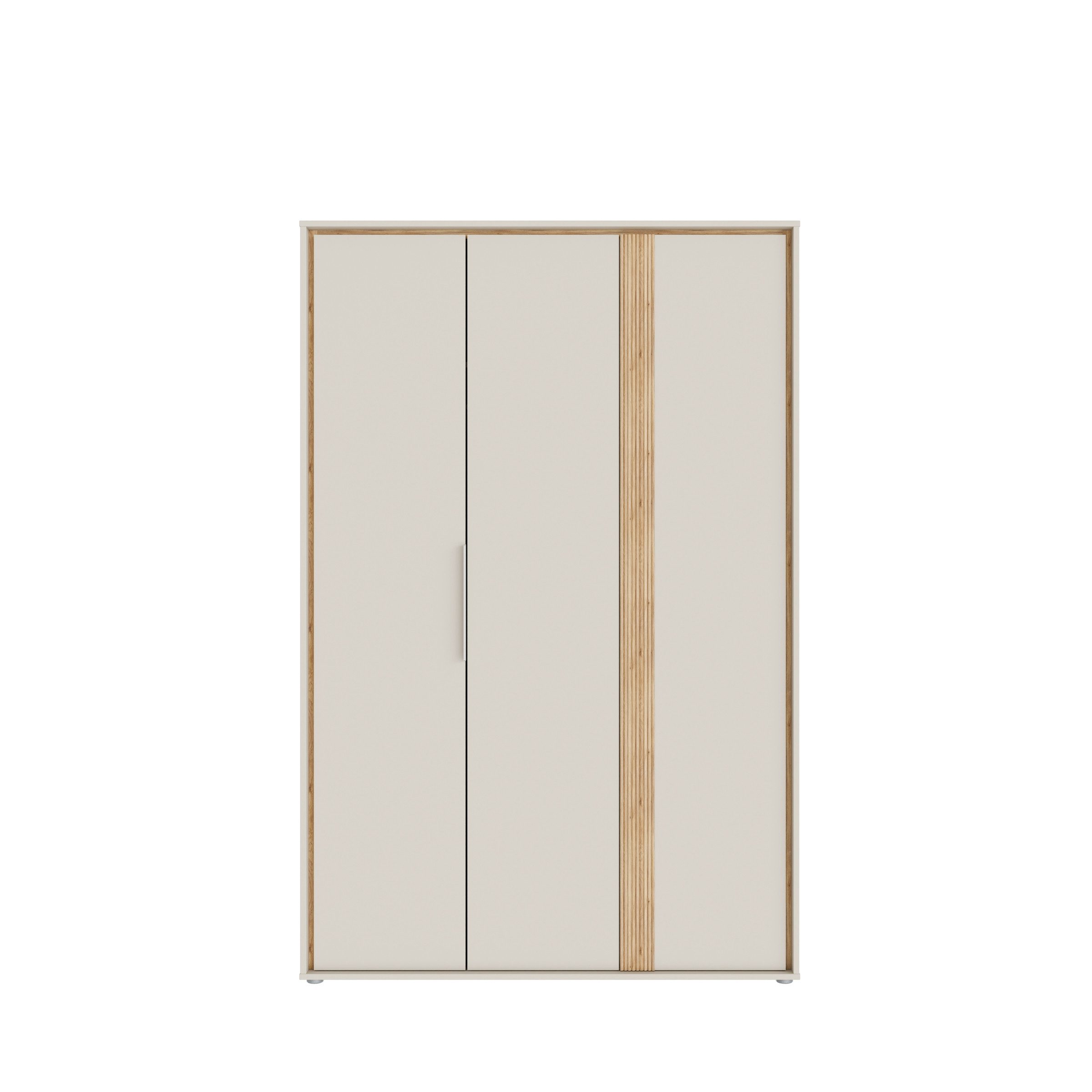 PREISBRECHER Drehtürenschrank WEXLIN 5 Böden, 1 Stange, Sand / Mauvella Eiche - 126,3x193,7x60cm (BxHxT)
