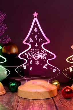Geschenkelampe LED Nachttischlampe Weihnachtsbaum Süße Motiv 3D Tischlicht Geschenk für Weihnachten, Leuchte 7 Farben fest integriert, Mama, Papa, Weihnachtsgeschenk für Familie