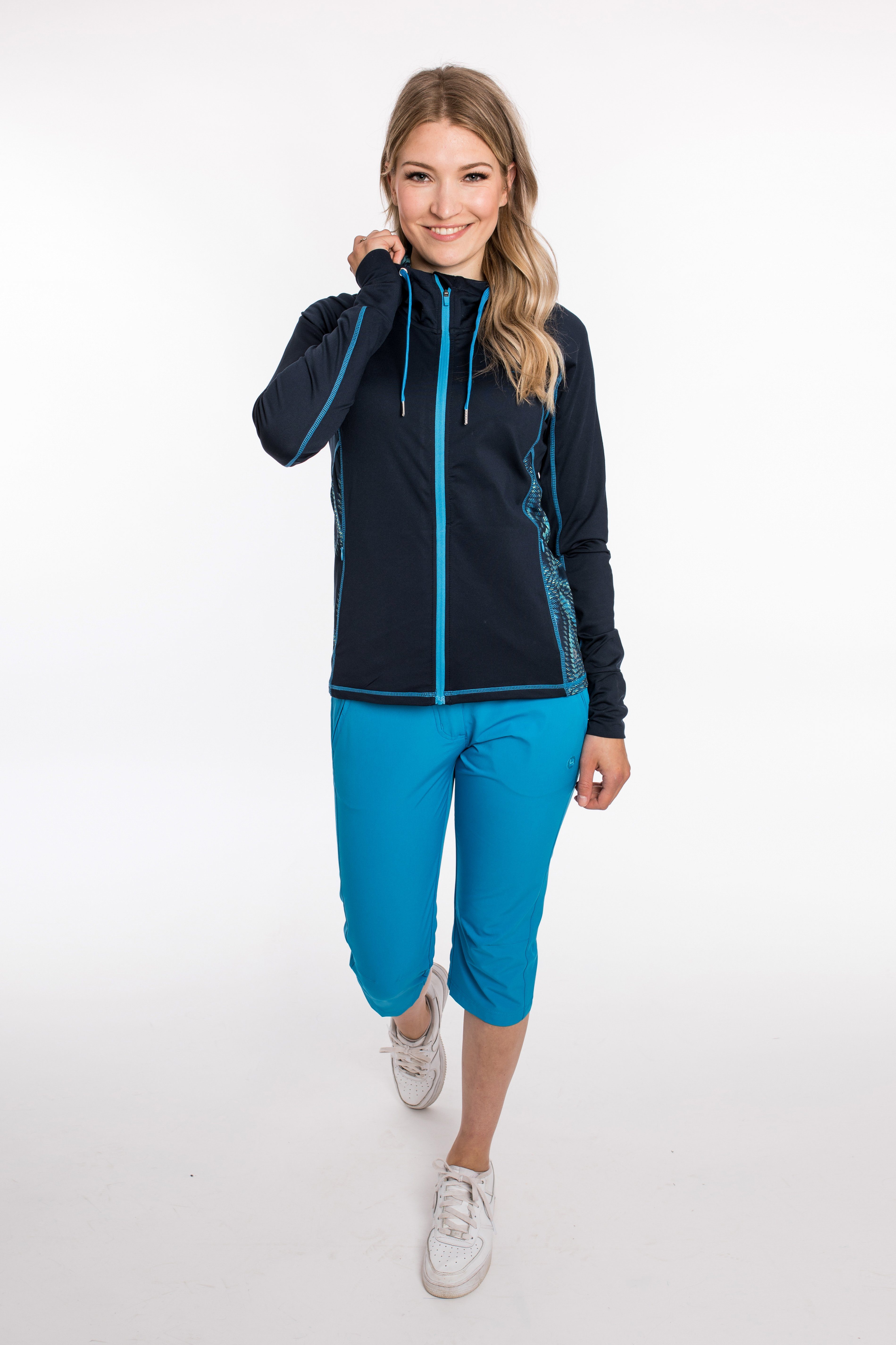 Kapuze mit Active Sweatjacke und DEPROC seitlicher SWEAT CS WOMEN GILFORD Kontrastnaht