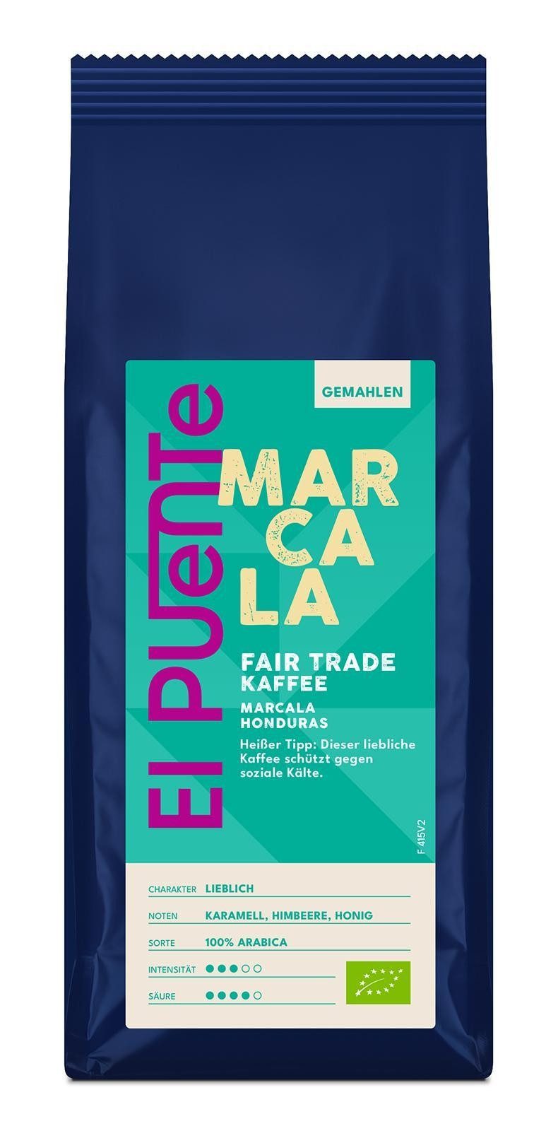 El Puente Kaffee Marcala - Bio-Kaffee gemahlen 250 g, Fair Trade, Vegan, Bio, Handmade
