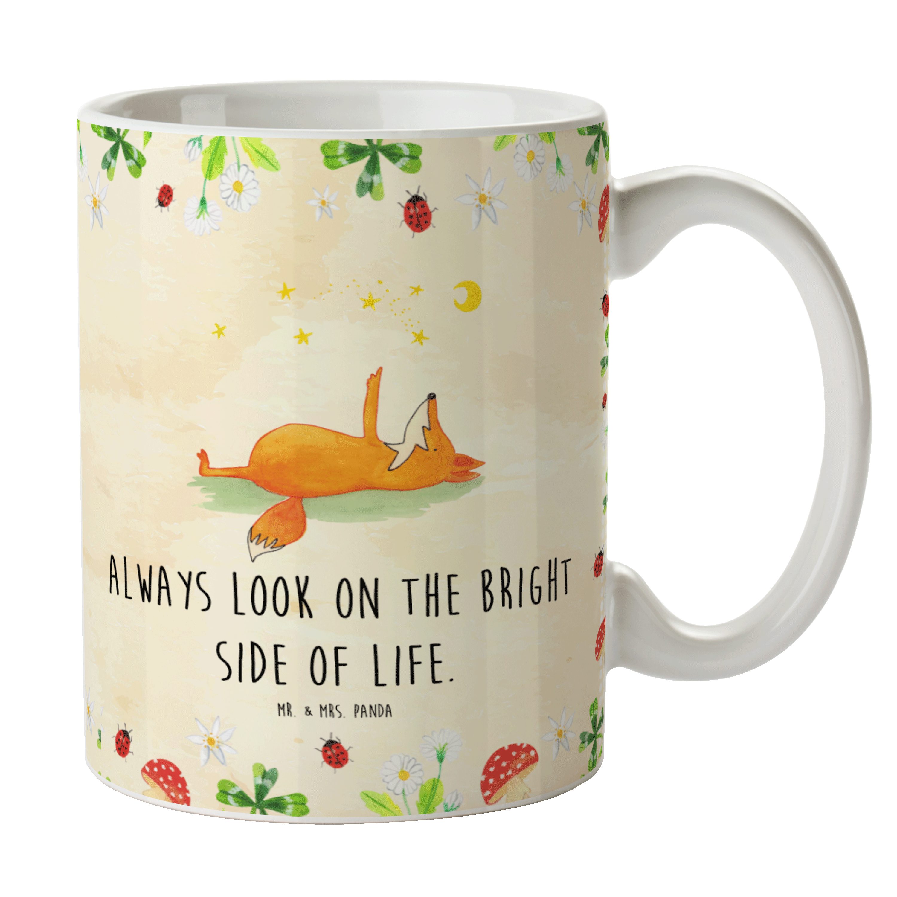 Mr. & Mrs. Panda Tasse Fuchs Sterne, Tasse, Naturpapier, Spruch Positiv, Romantik, Becher, T, 1-tlg., Keramik