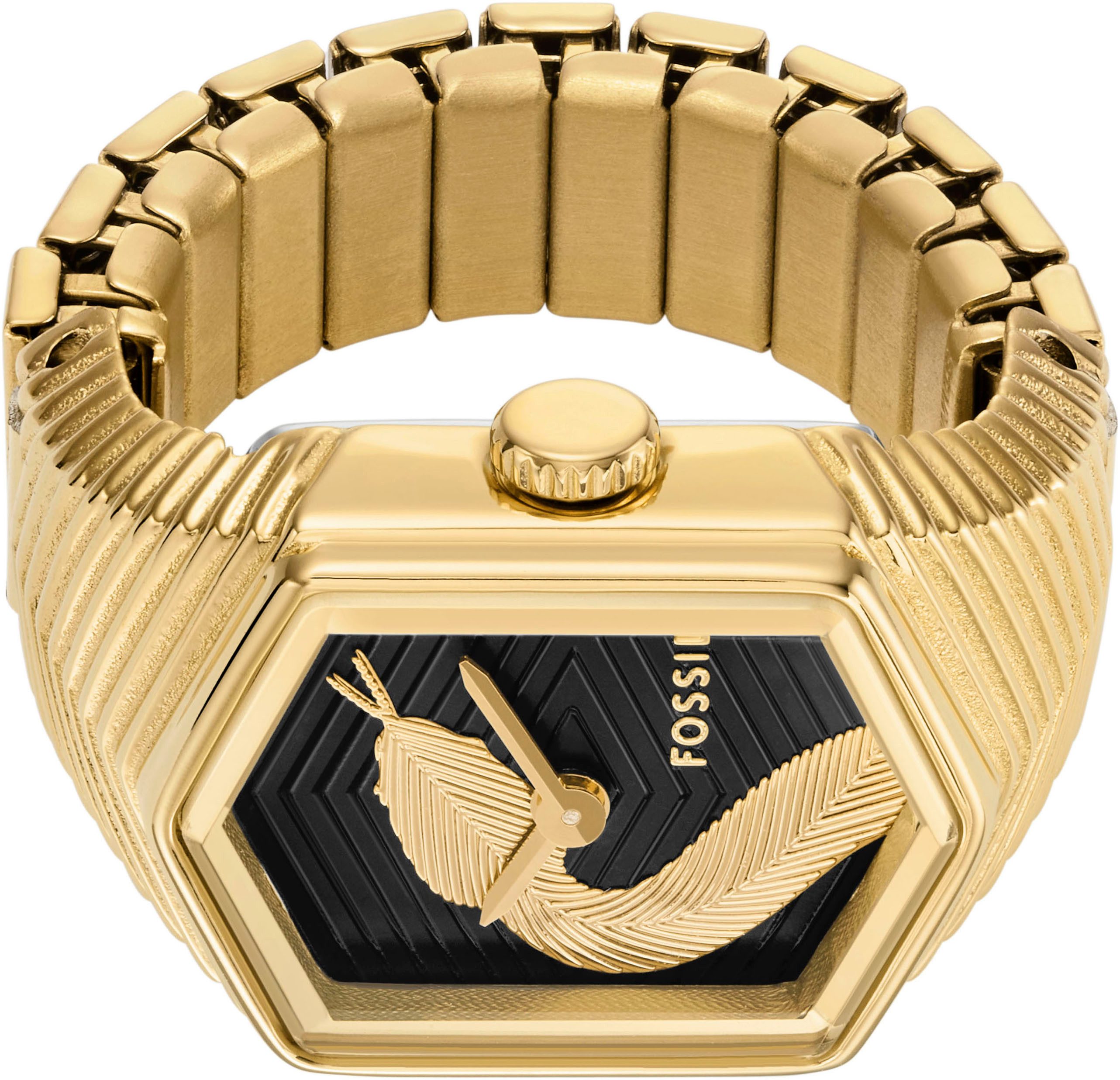 Fossil Uhrenring WATCH RING ES5382, Quarzuhr, Armbanduhr, Damenuhr, Edelstahlarmband, analog