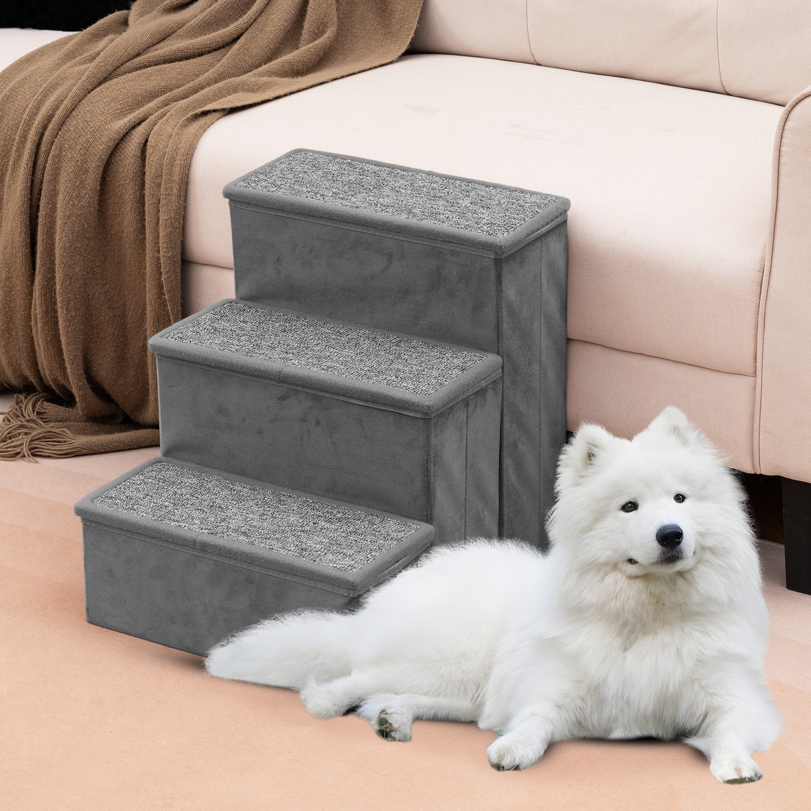 KOMFOTTEU Haustiertreppe, klappbare Katzentreppe Hundetreppe günstig online kaufen