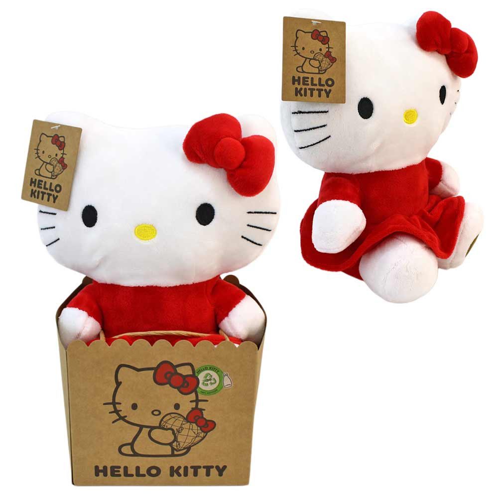 Joy Toy Kuscheltier Hello Kitty mit rotem Kleid in Kartontasche - ca. 24 cm (1-St)