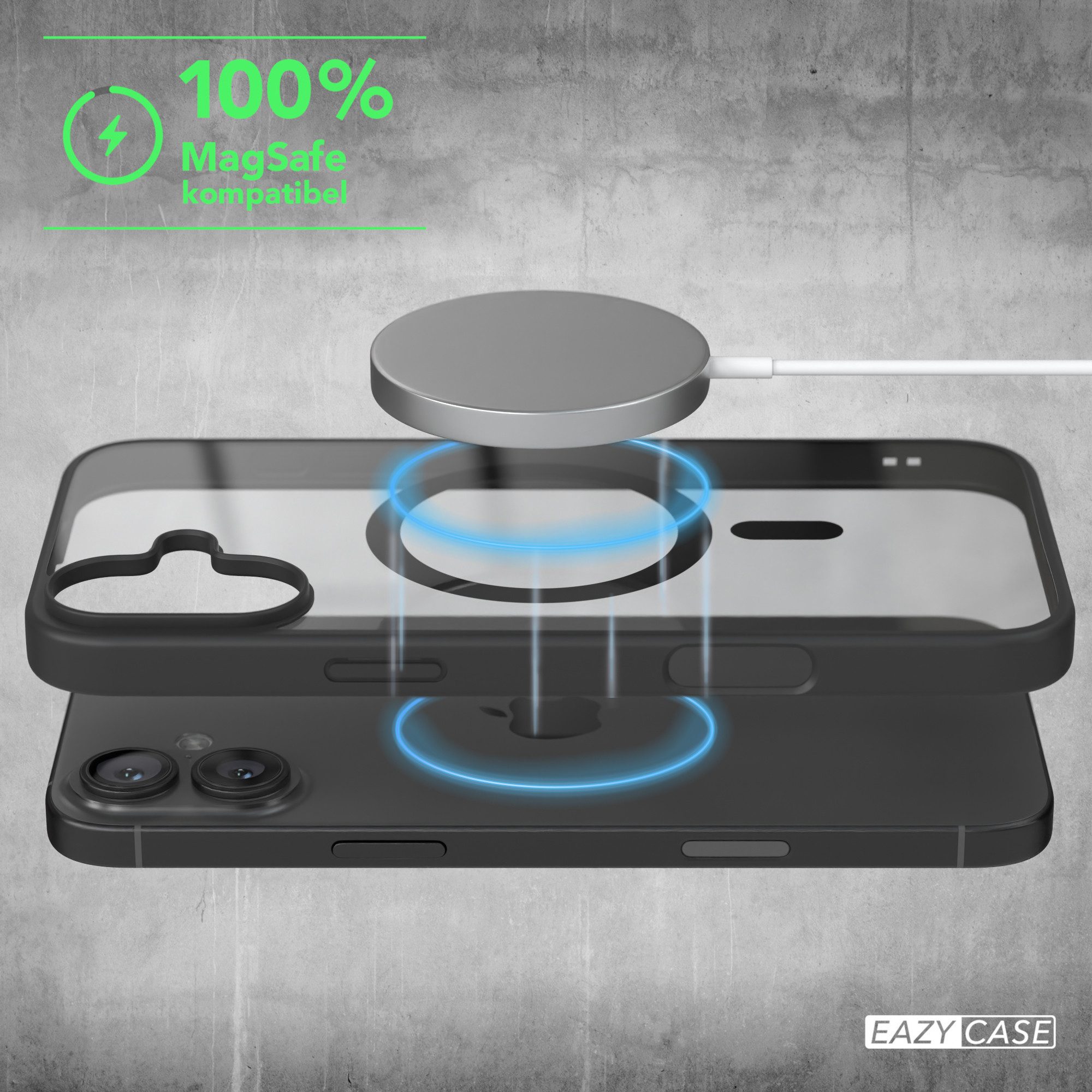 EAZY CASE Handyhülle Transparente Hülle mit MagSafe für iPhone 16 Plus 6,7 Zoll, Qi Charging kompatibel, Silicon Case, Slimcover Displayschutz, Schwarz – Bild 3 von 5