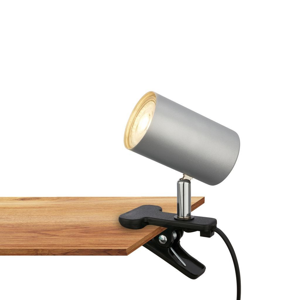 Briloner Leuchten Tischleuchte 2766014, ohne Leuchtmittel, 2700K - Extra-Warmweiß, Leselampe 16,5x6,5x12cm Chrom-Matt GU10 max.9W Bettlampe Schreibtisch