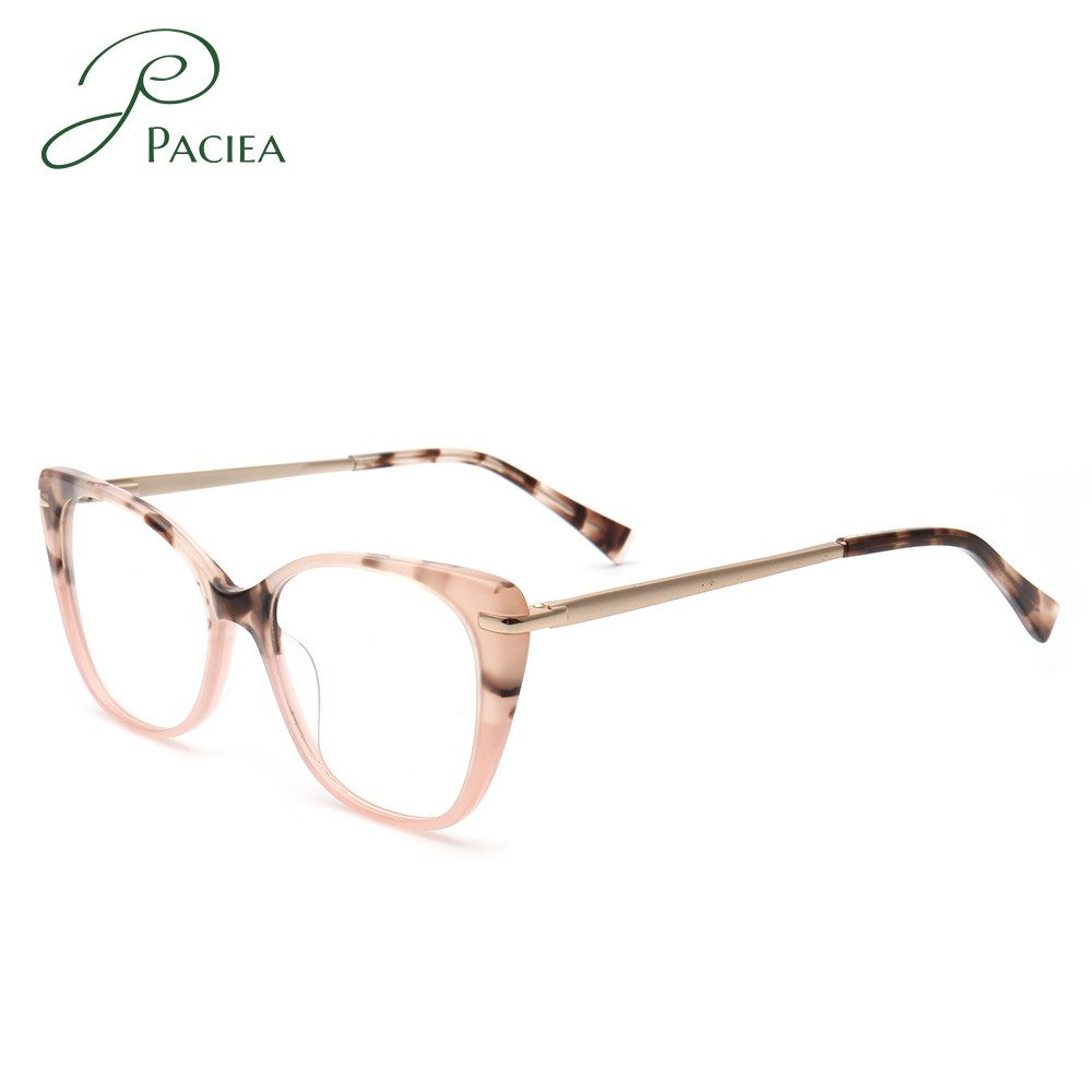PACIEA Brille Damen Cat Eye Anti Blaulicht Klassische Oversized Metall Bügel