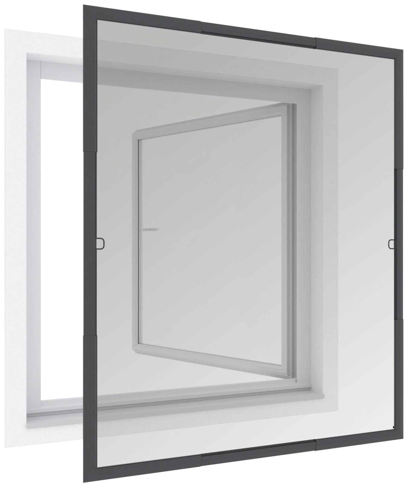 Windhager Insektenschutz-Fensterrahmen Flexi Fit, Fliegengitter teleskopierbar für Fenster, ohne bohren, (1-St), Insektenschutzgitter 100 x 120 cm, erhältlich in anthrazit oder weiß