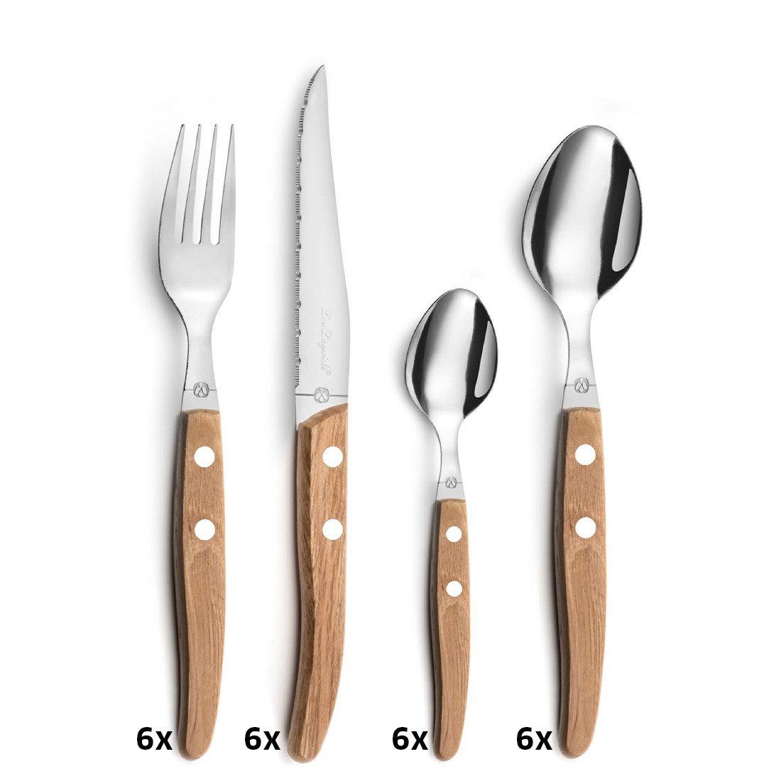 Lou Laguiole Besteck-Set CANOPÉE (24-tlg), 13/0 18/0, Edelstahl 18/0, hochglanzpoliert, Holz.