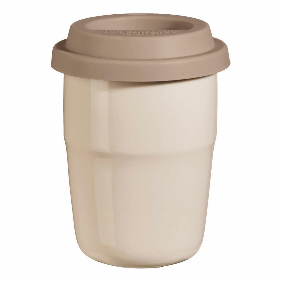 ASA SELECTION Becher cup & go Thermobecher creme Deckel braun 0,2 l, Aus  hochwertigem Porzellan