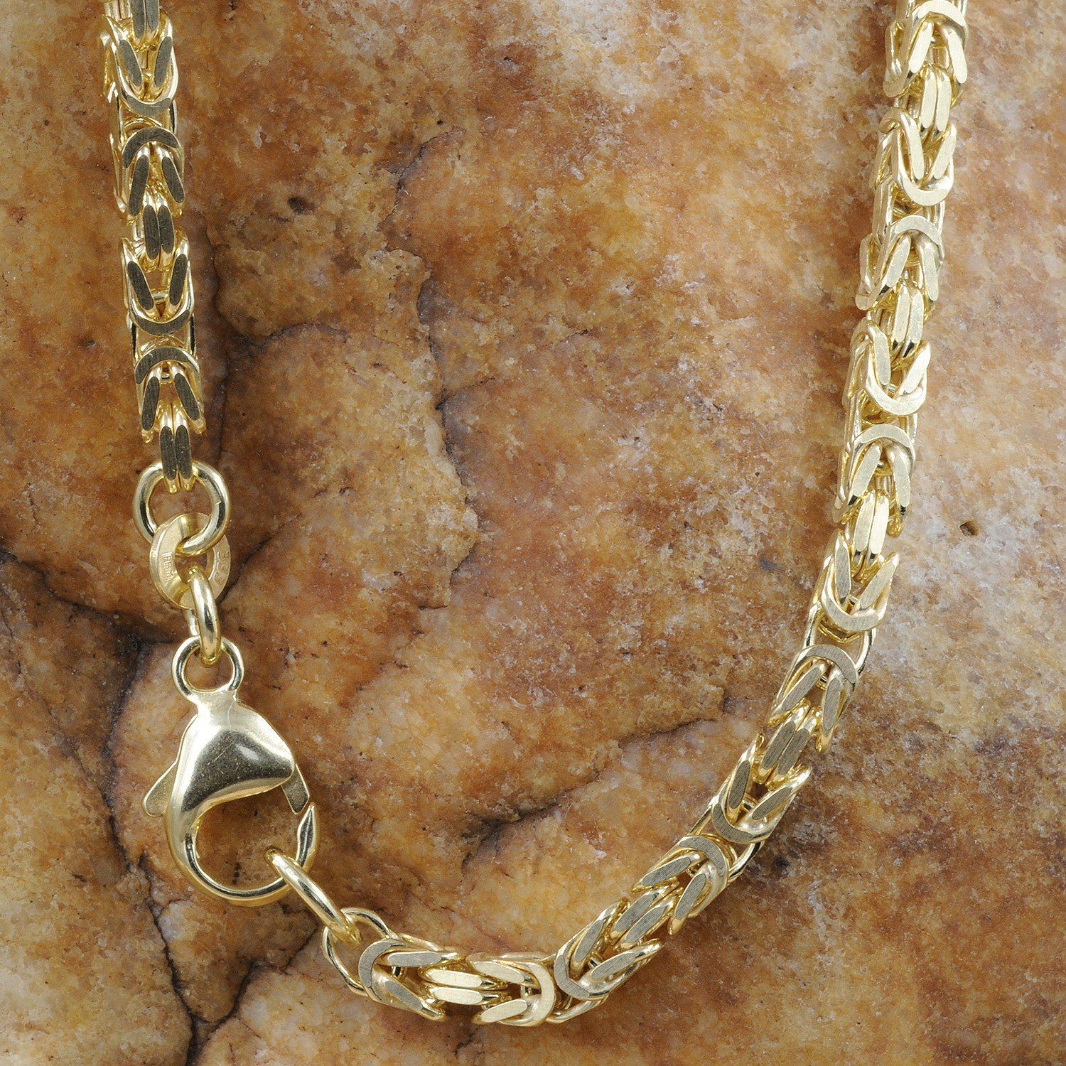 Herren Schmuck HOPLO Königskette 5,0 mm 70 cm 750 - 18 Karat Gold Halskette Königskette massiv Gold hochwertige Goldkette 129,7 