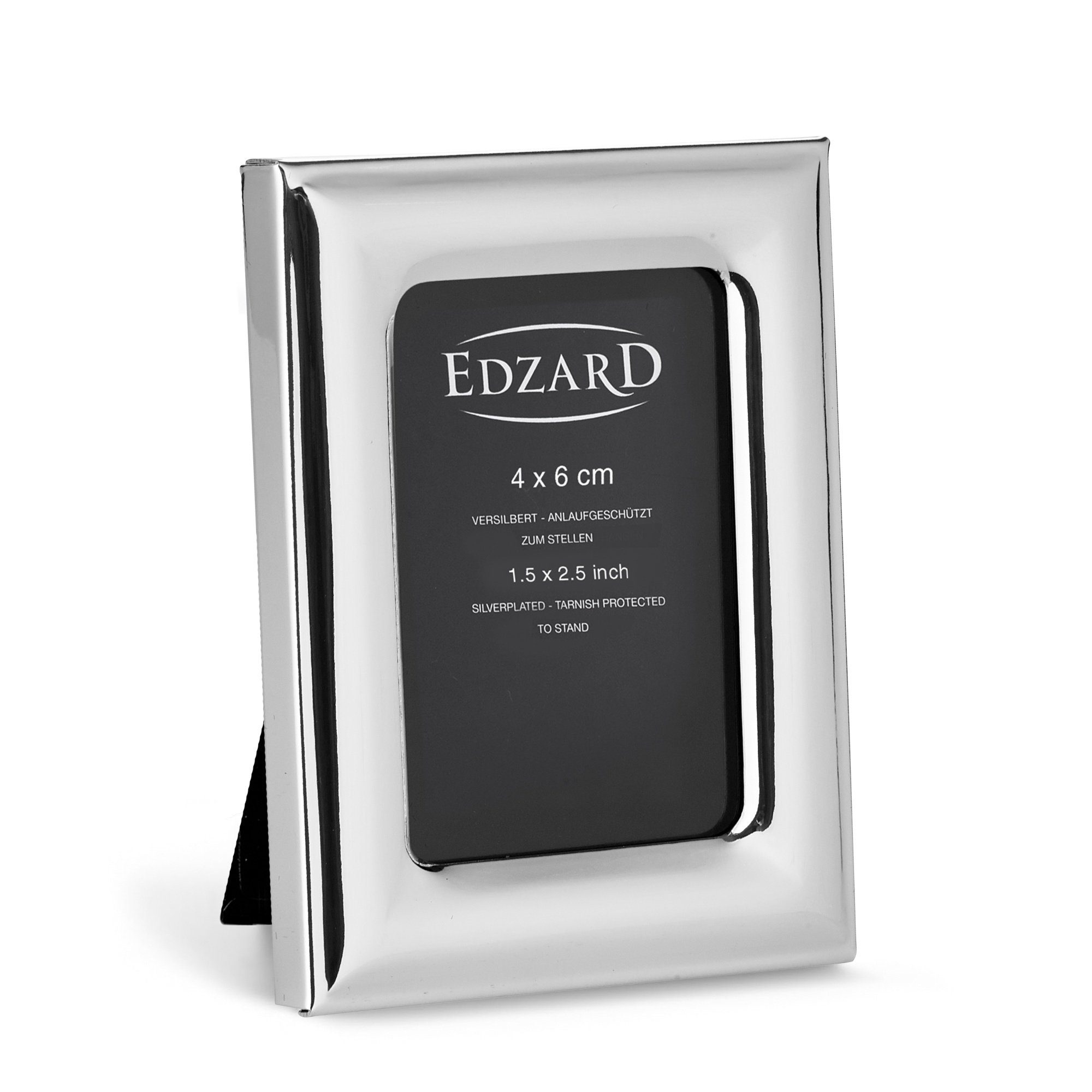 EDZARD Bilderrahmen Adria, für 4x6 cm Foto - edel versilberter Fotorahmen,  Rahmen für Foto zum Hinstellen