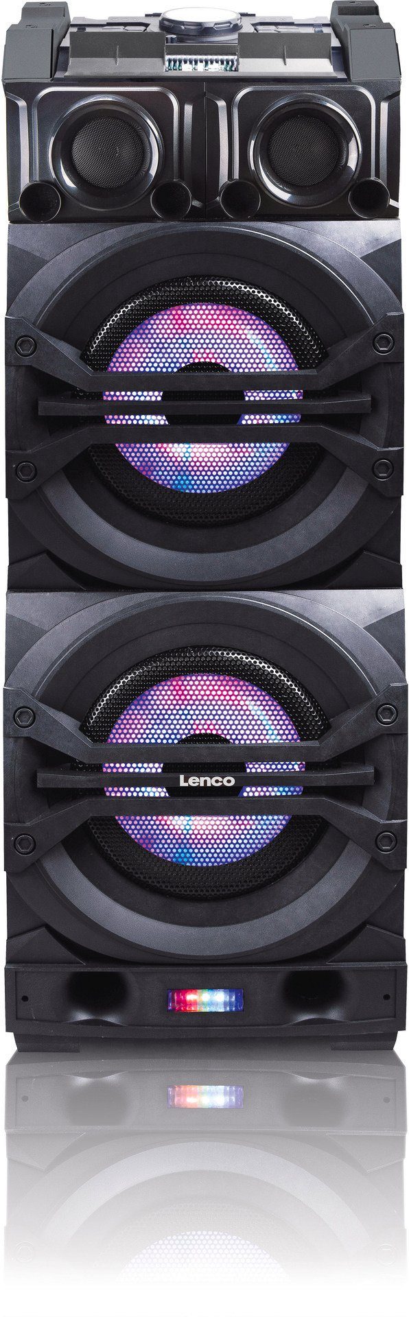 Lenco PMX-350 Soundsystem mit Mixfunktion, BT, Licht Party-Lautsprecher  (200 W), Bluetooth Partyspeaker mit FM-Radio