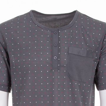 Lucky Nachthemd Nachthemd Kurzarm - Punkte mit Knopfleiste