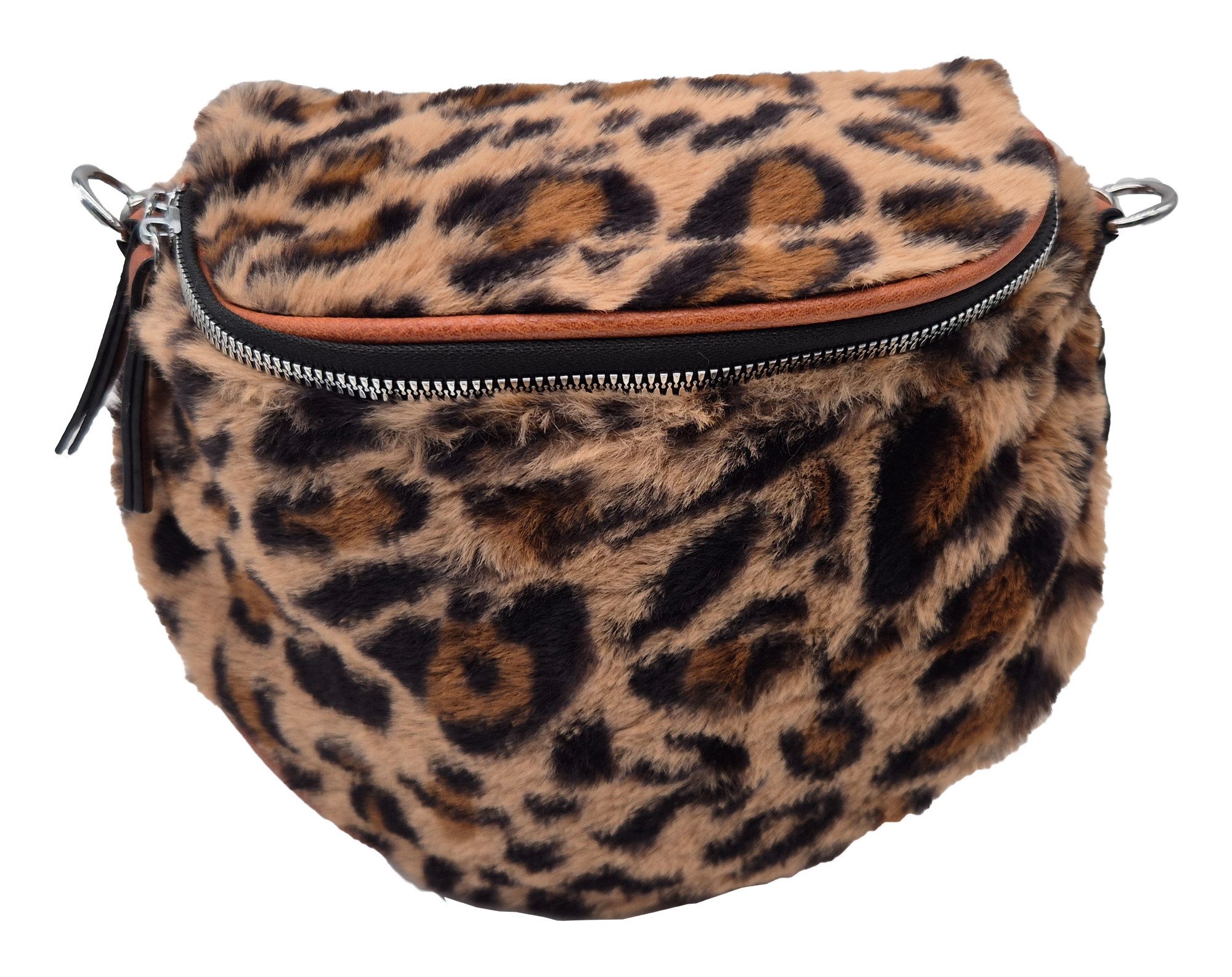 Einkaufszauber Schultertasche Slingbag Leopard Fell - Crossbody Umhängetasche, Kunstfell mit Leopardenmuster – Bild 3 von 5