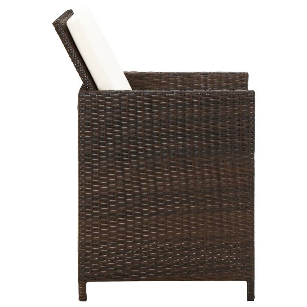 Rattan Kissen furnicato Stk. mit Poly Braun Gartenstühle 4 Gartenstuhl