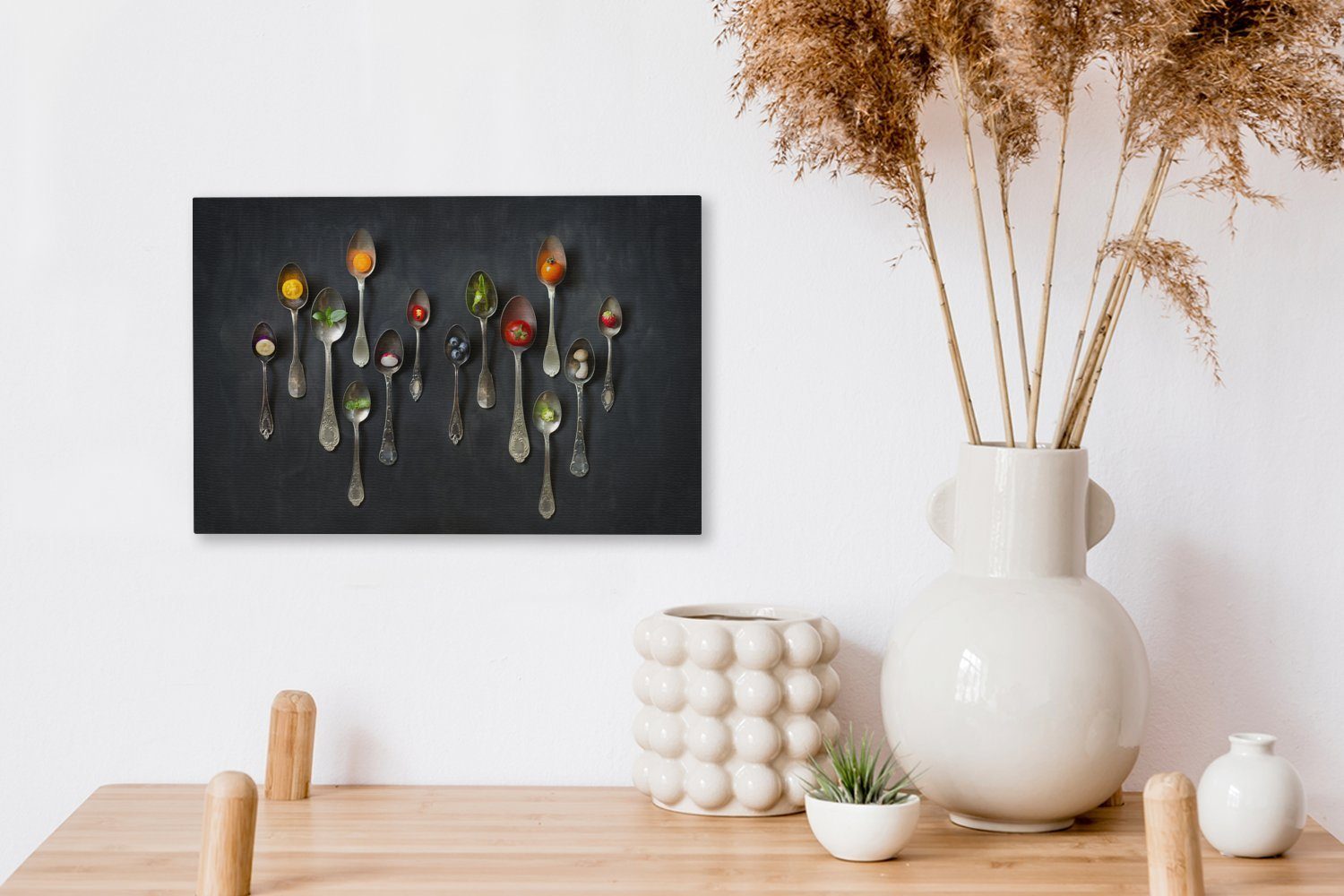 Gabeln darin, St), Aufhängefertig, Anzahl Leinwandbilder, der mit Leinwandbild Gemüse Wanddeko, OneMillionCanvasses® Wandbild 30x20 cm (1