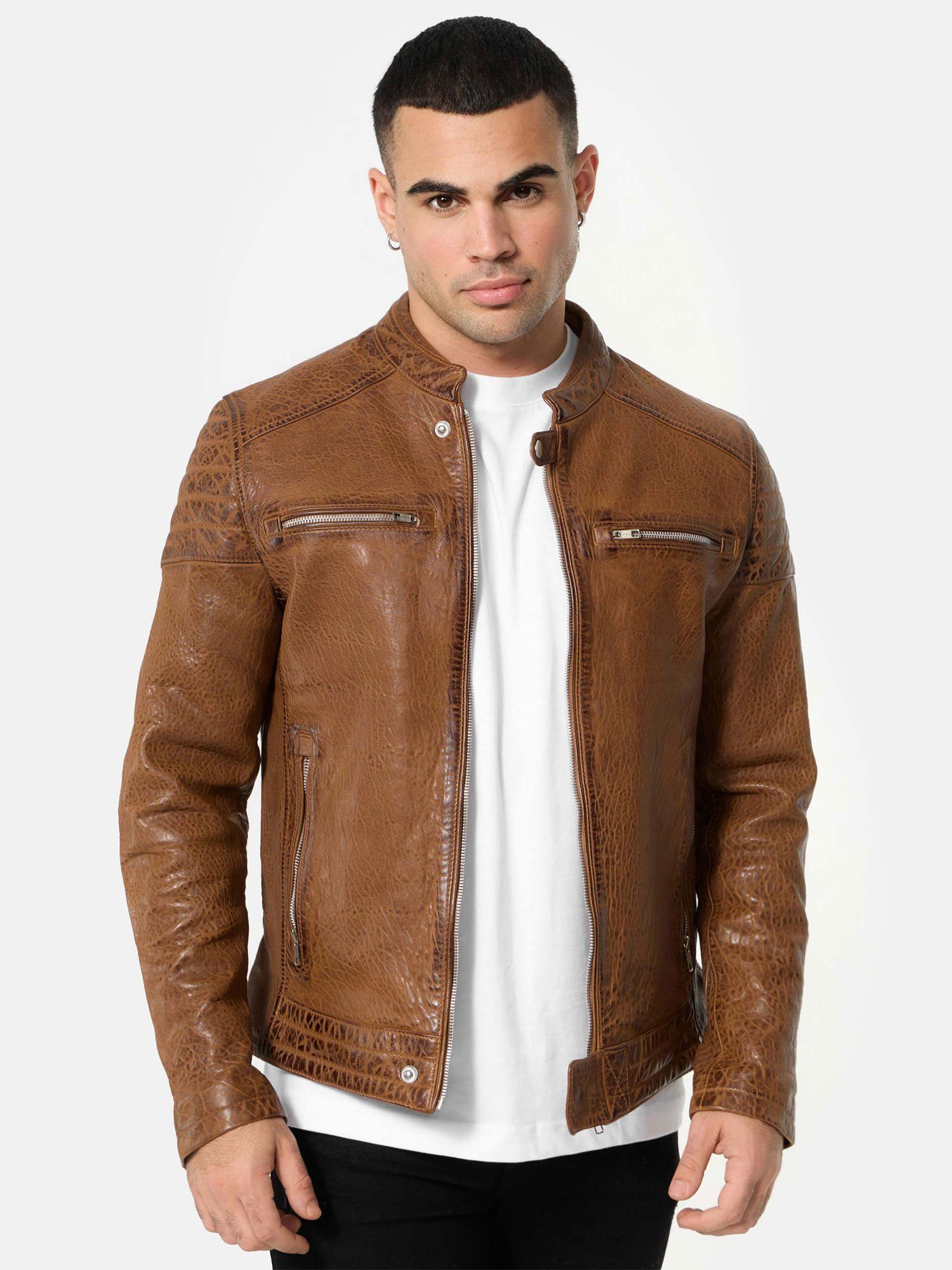 Tazzio Lederjacke A803 Herren Echtleder Leder Jacke cognac