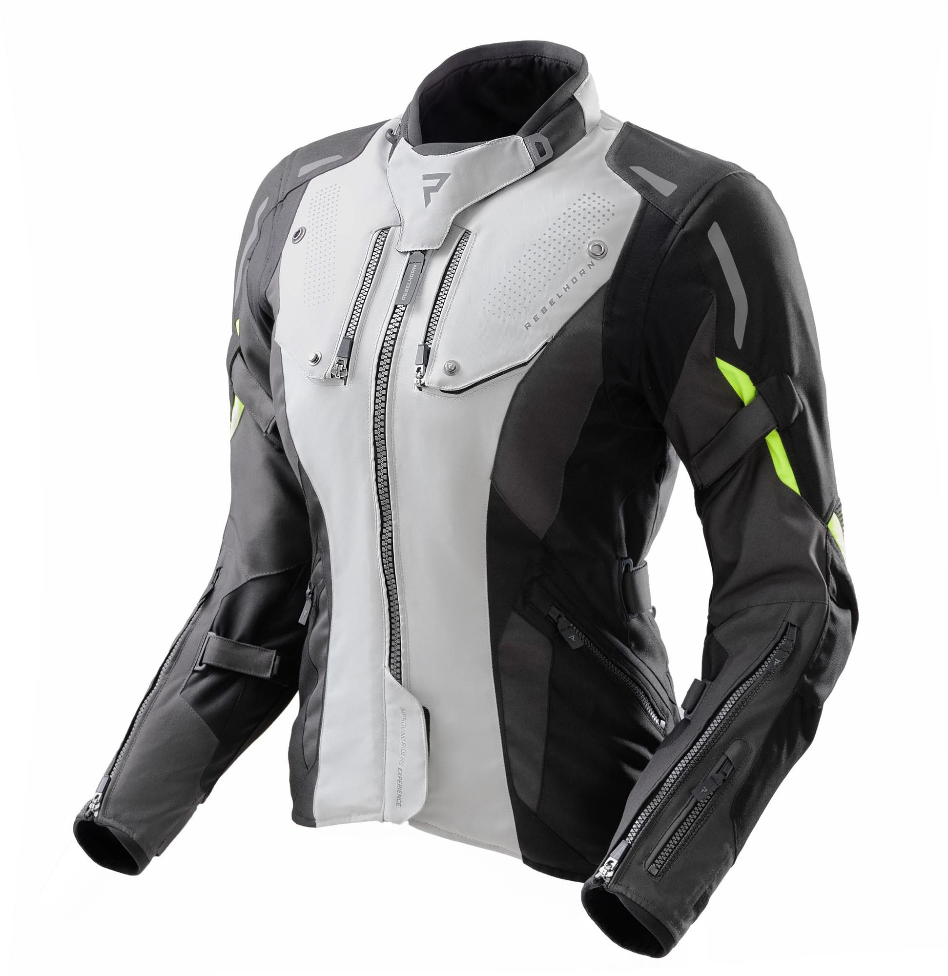 Rebelhorn Motorradjacke Hiker 4 wasserdichte Damen Motorrad Textiljacke Rückenprotektor enthalten,Verbindungsreißverschluss,Ellenbogenpro