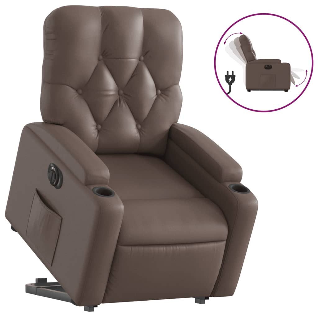 Sessel Relaxsessel mit Aufstehhilfe Elektrisch Braun Kunstleder