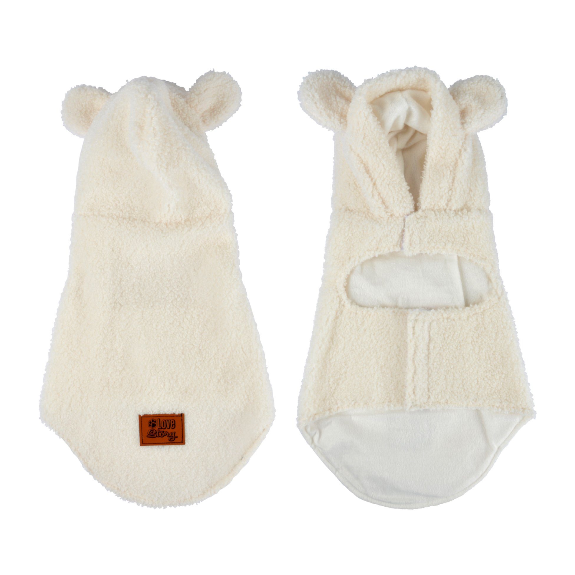 dynamic24 Hundejacke, Hunde Teddyfleece Mantel Winterjacke Hundemantel Bekleidung creme