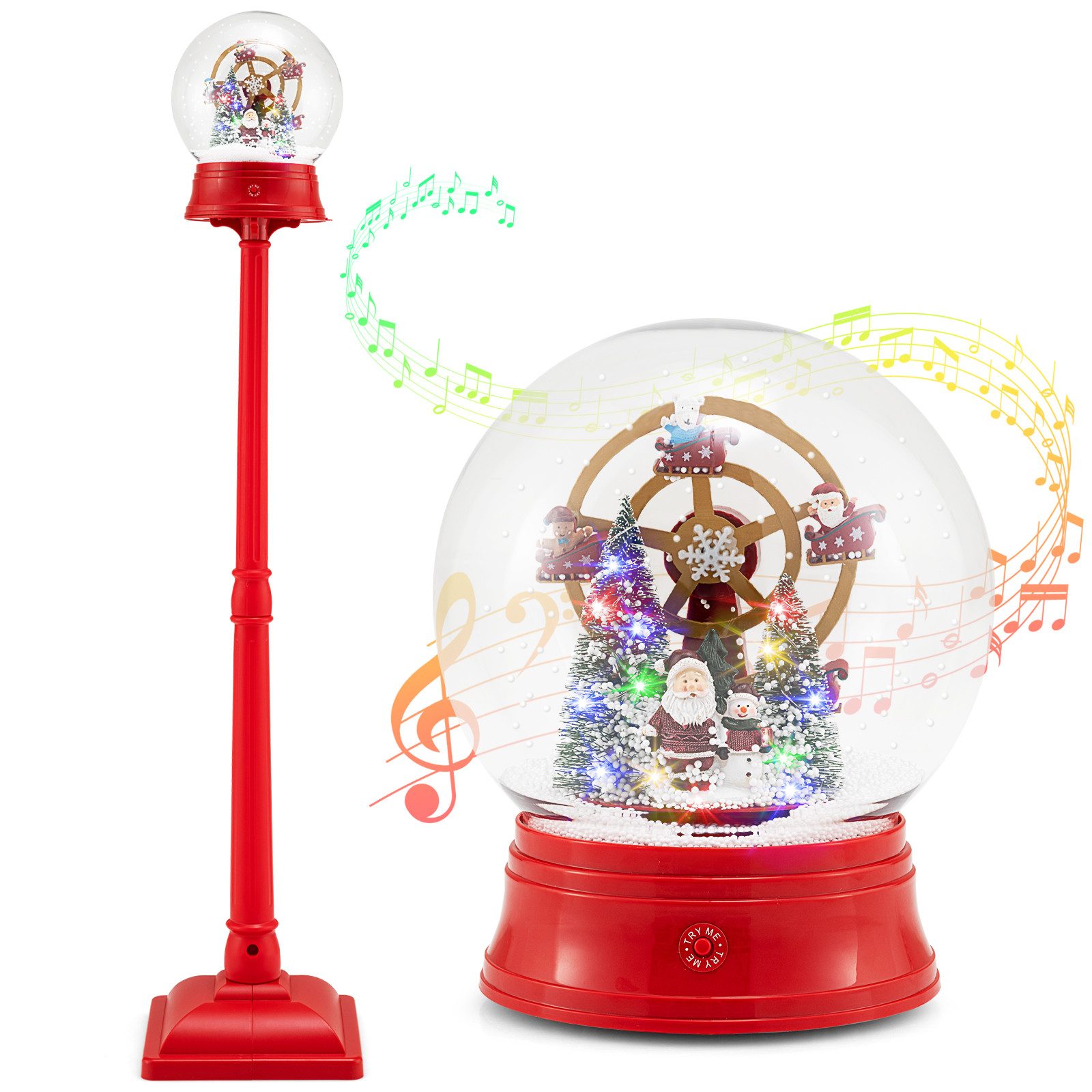 COSTWAY Weihnachtsfigur (1 St), Weihnachtslaterne, LED Weihnachtsdeko mit Musik, abnehmar