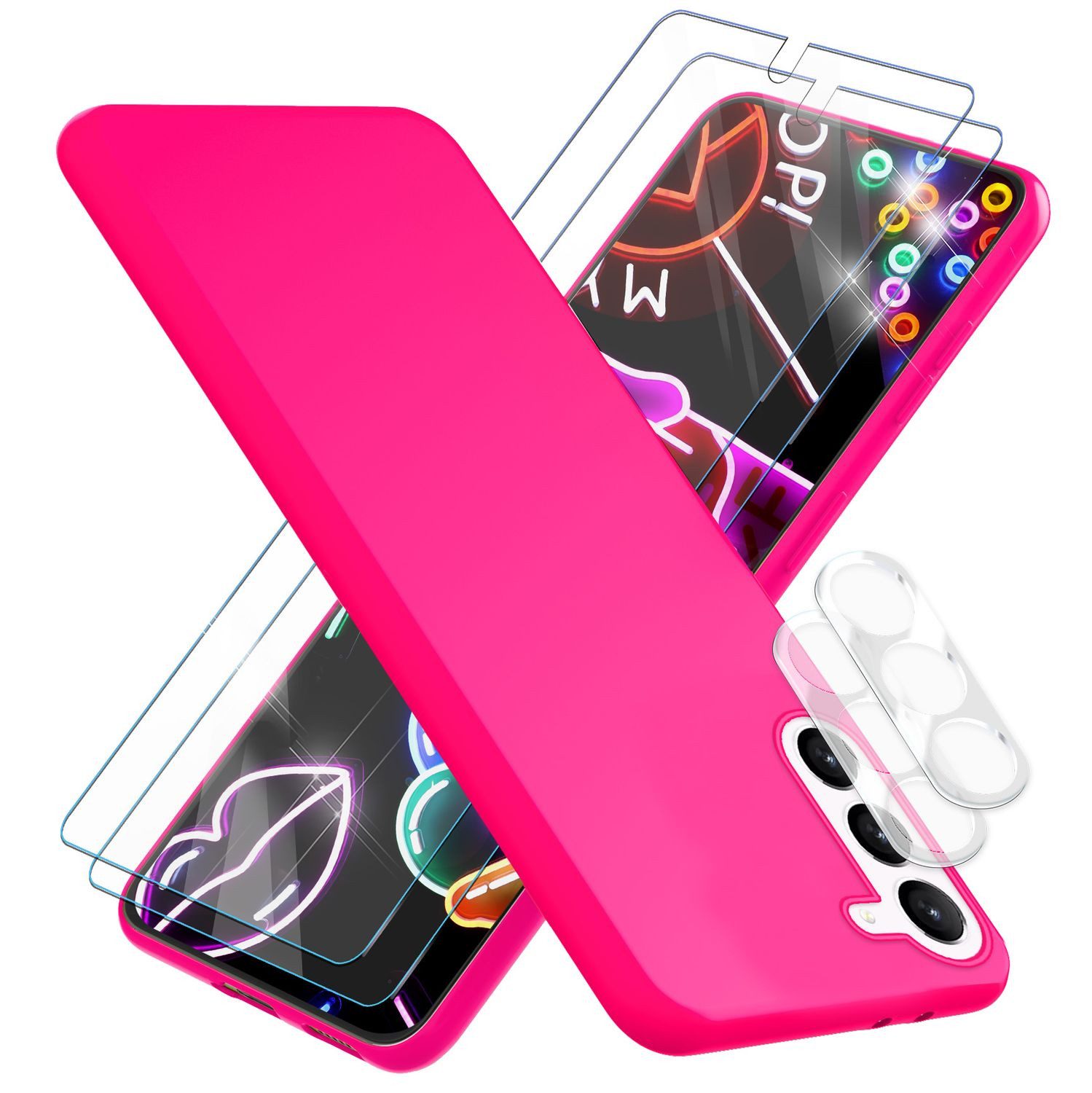 Nalia Smartphone-Hülle Samsung Galaxy S23 Plus 16,8 cm (6,6 Zoll), Neon Silikon Hülle / 2x Display- & Kameraschutz / Bunt Leuchtend Weich