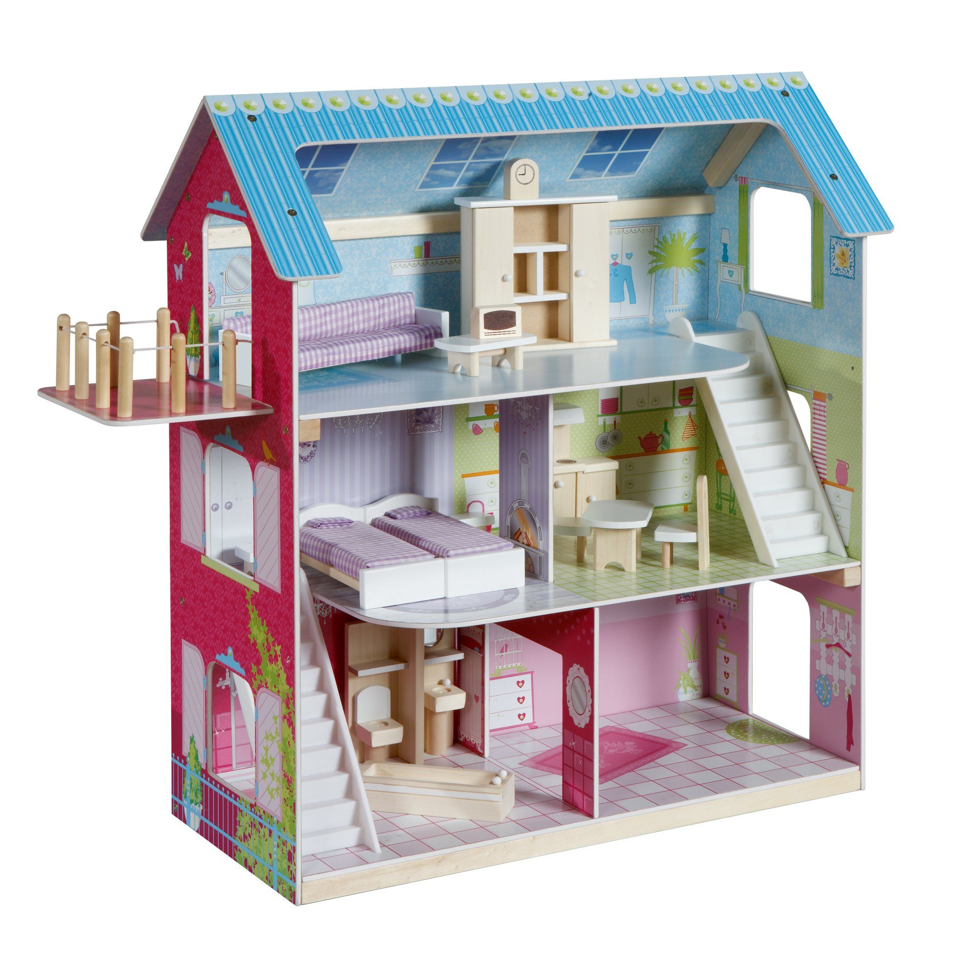 Puppenhaus inkl. Puppenmöbel