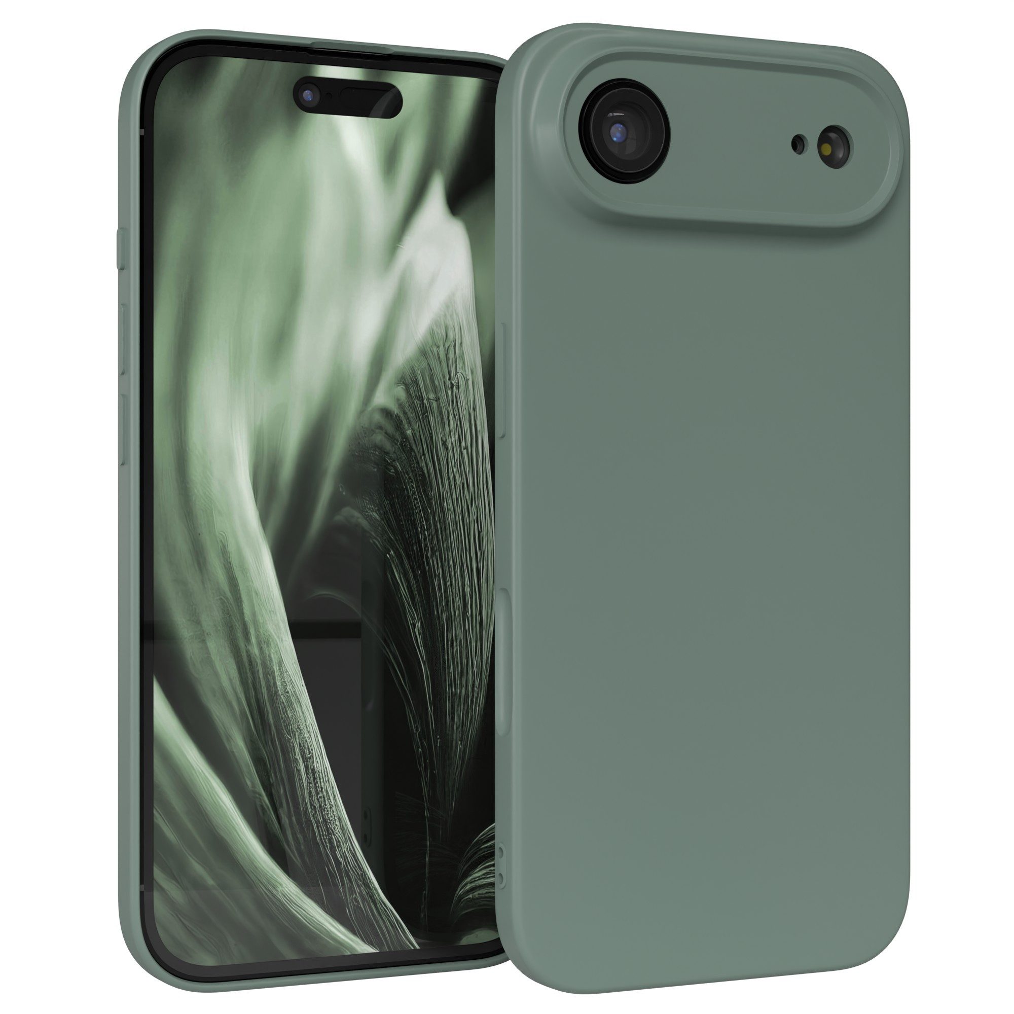 EAZY CASE Handyhülle für Apple iPhone Air Hülle Silikon 6,5 Zoll, Schutzhülle mit Kameraschutz stoßfest telefonhülle Matt Dunkelgrün