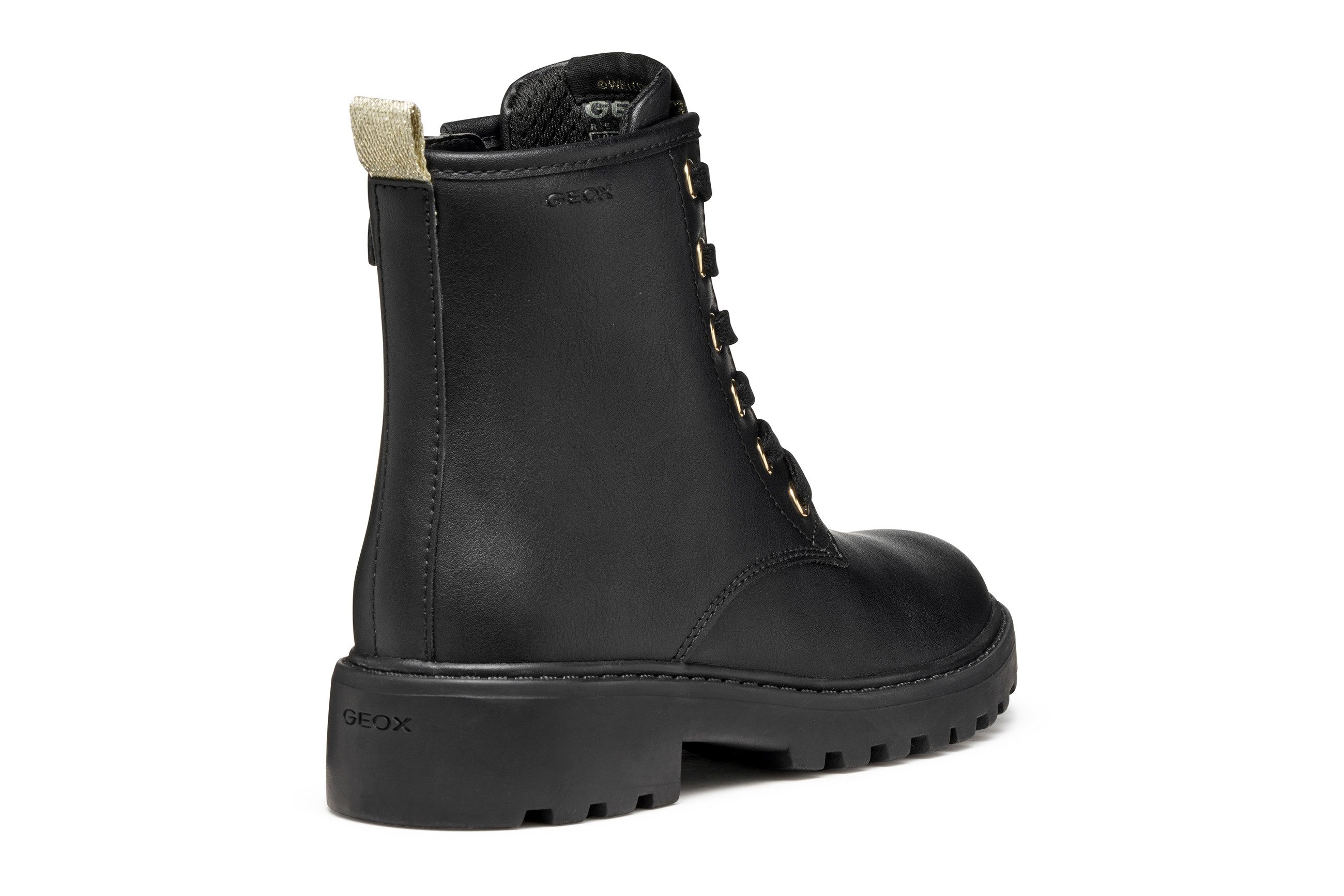 Geox J CASEY GIRL Harry Potter Schnürboots Stiefel, Biker Boots mit Blockabsatz