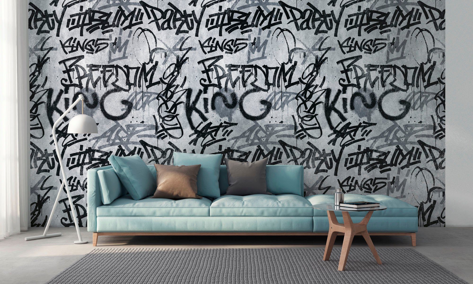 living walls Fototapete The Wall, glatt, Kunst, Stadt, matt, Fototapete Tapete Grafitti Tapeten Wohnzimmer modern Flur Design Optik