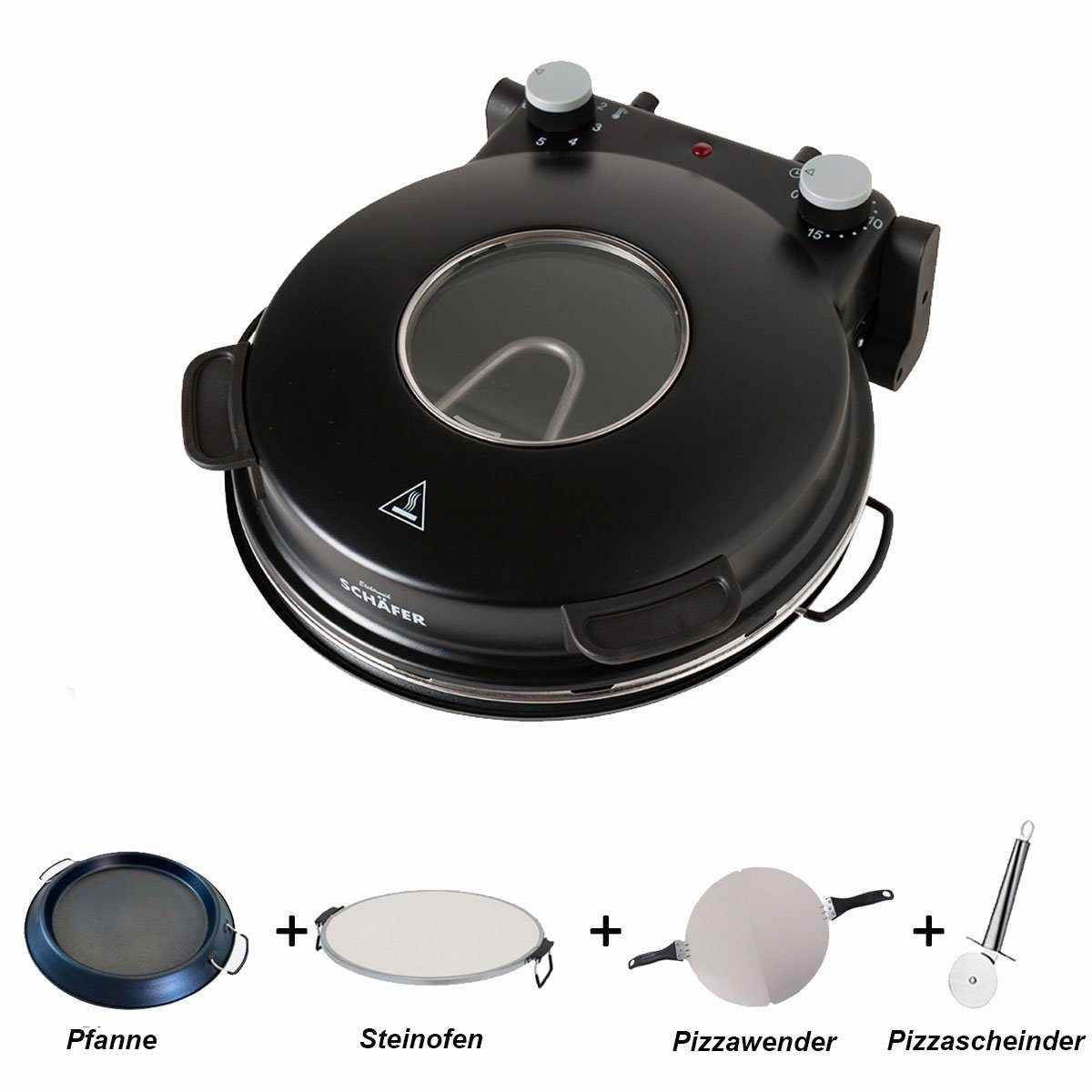 Schäfer Elektronik Pizzaofen Pizzamaker 32cm Pizzaofen 1200W Keramiksteinplatte
