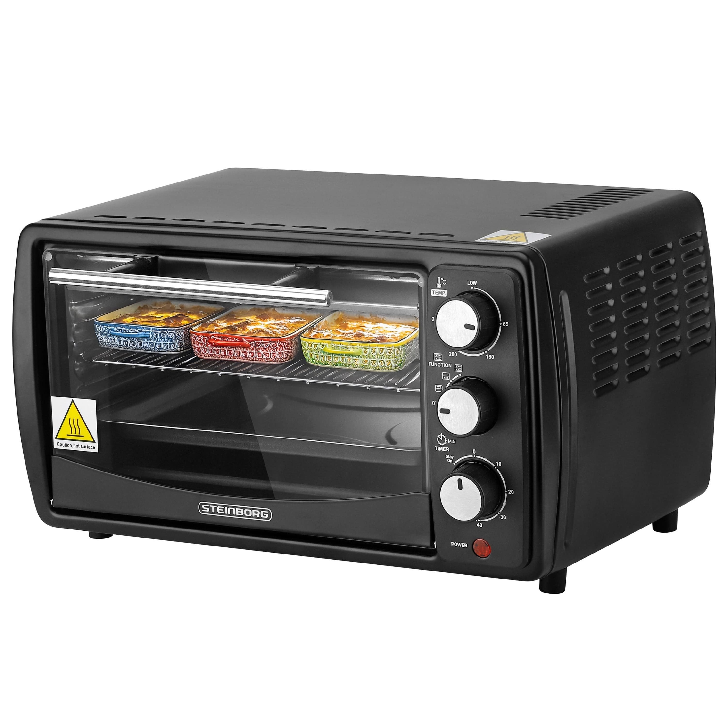 STEINBORG Minibackofen SB-3005s, 13 Liter, Großes Sichtfenster, Hitzebeständiges Gehäuse, 1200 Watt