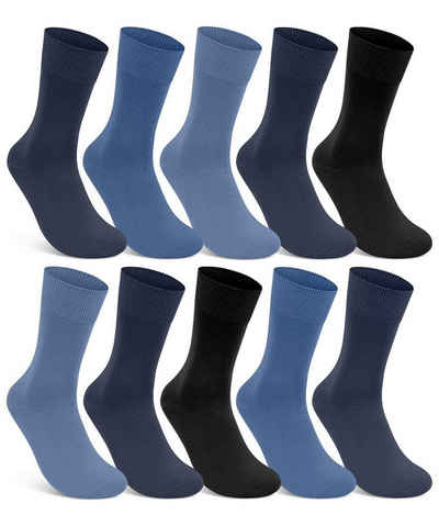 sockenkauf24 Gesundheitssocken 10 Paar Damen & Herren Socken 100% Baumwolle ohne Gummidruck (4 x Navy + 4 x Jeans + 2 x Schwarz, 39-42) und ohne Naht - 10600
