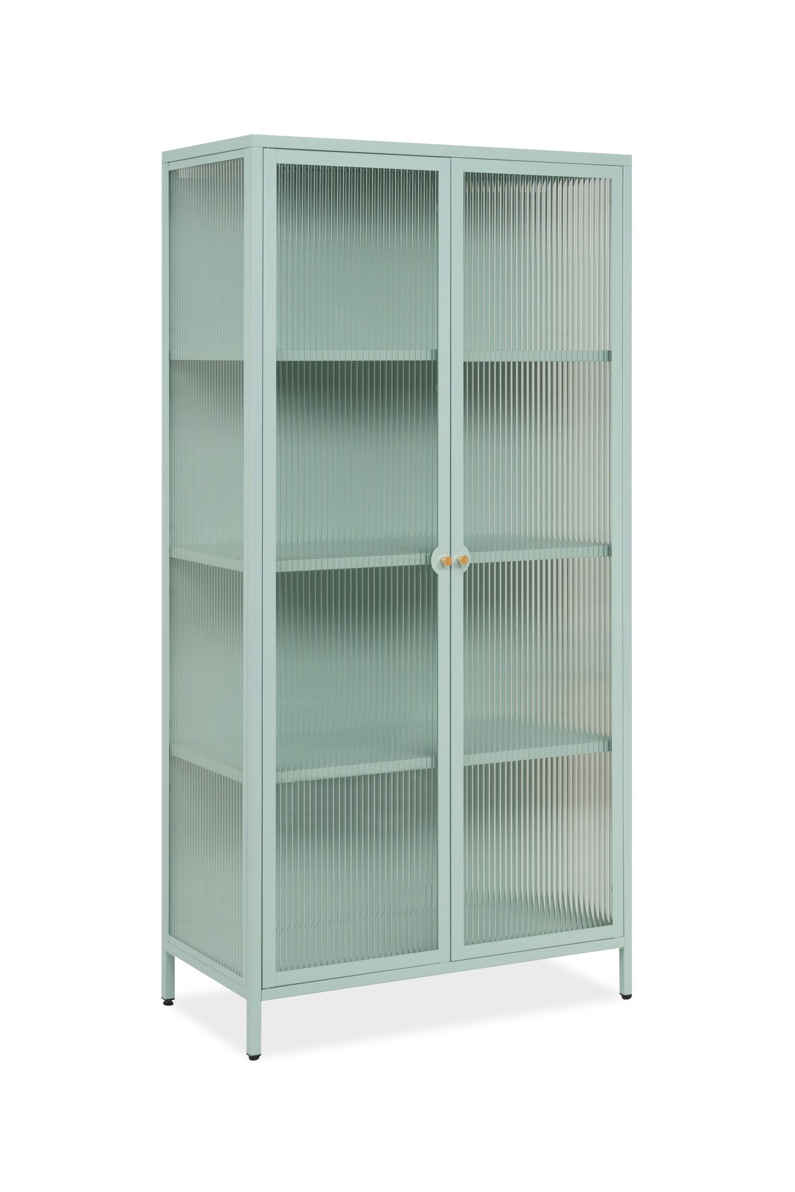 Finori Vitrine in mintgrün, Stahl - 80x160x40cm (BxHxT)