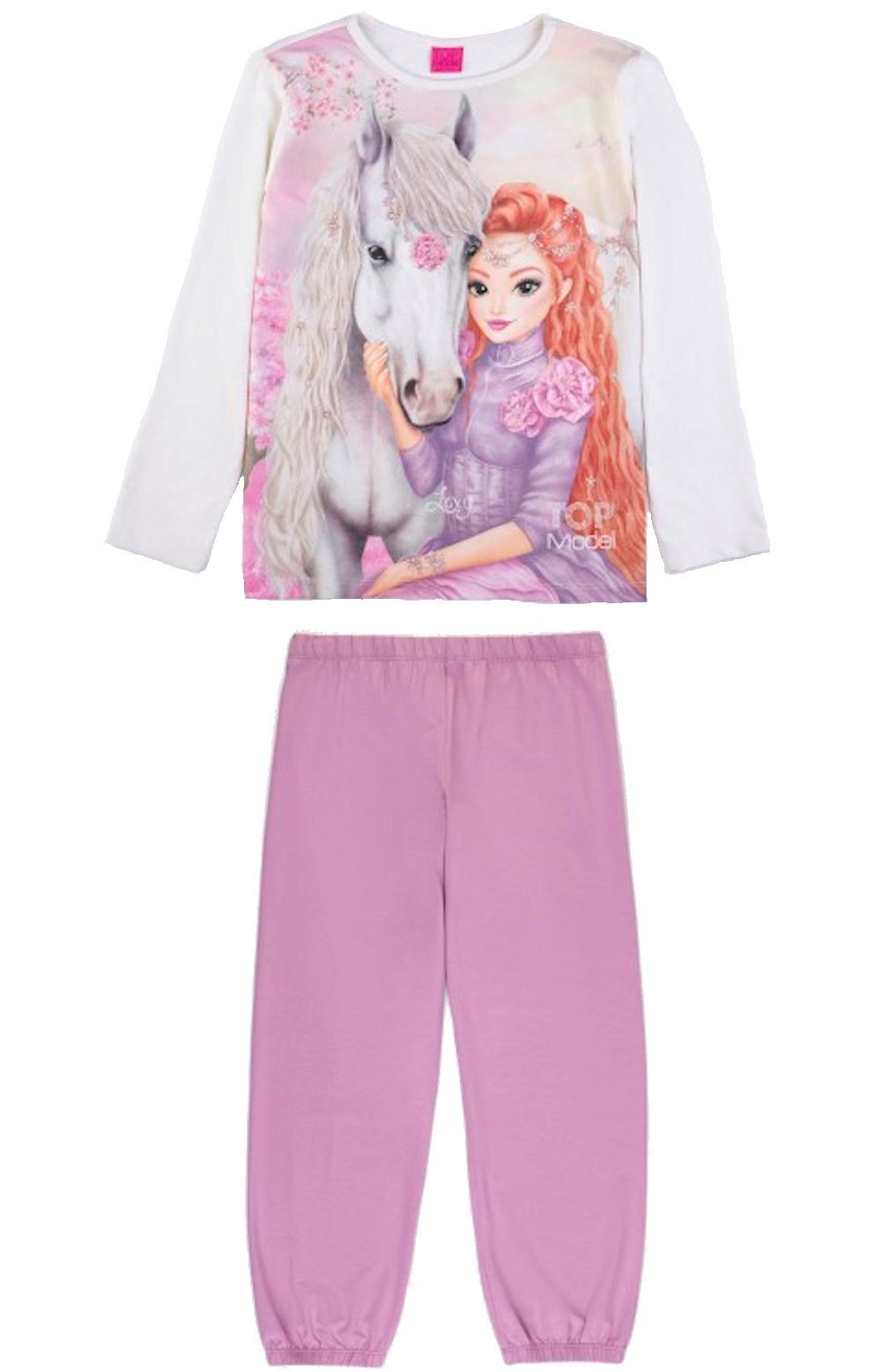 TOPModel Pyjama TOPModel Lexy Pyjama Pferd Schlafanzug lang snow white rosa (2 tlg)
