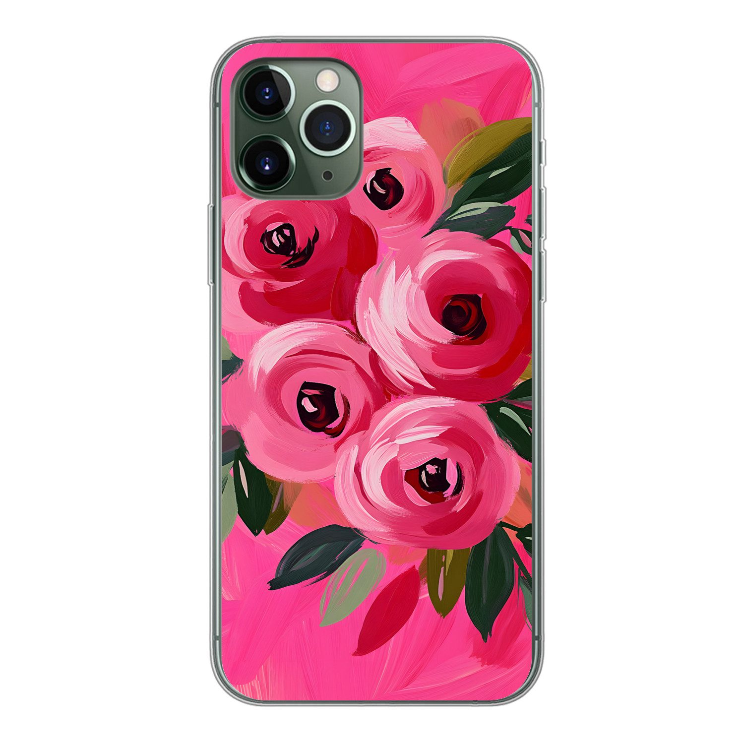MuchoWow Handyhülle für Apple iPhone 11 Pro Blumen - Farbe - Rosa, Smartphone-Bumper, Print, Handy Schutzhülle Dünn