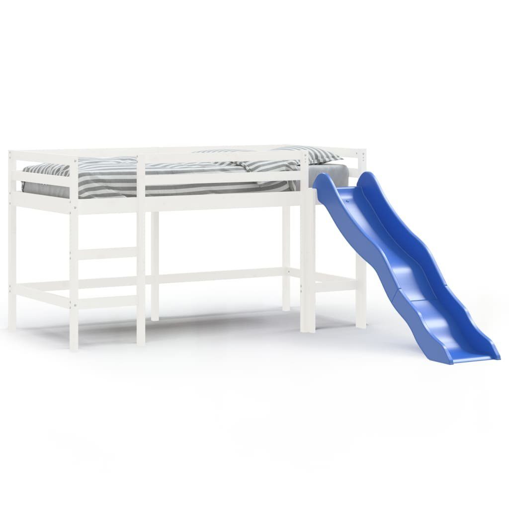 vidaXL Bett Kinderhochbett mit Rutsche Weiß 80x200 cm Massivholz Kiefer