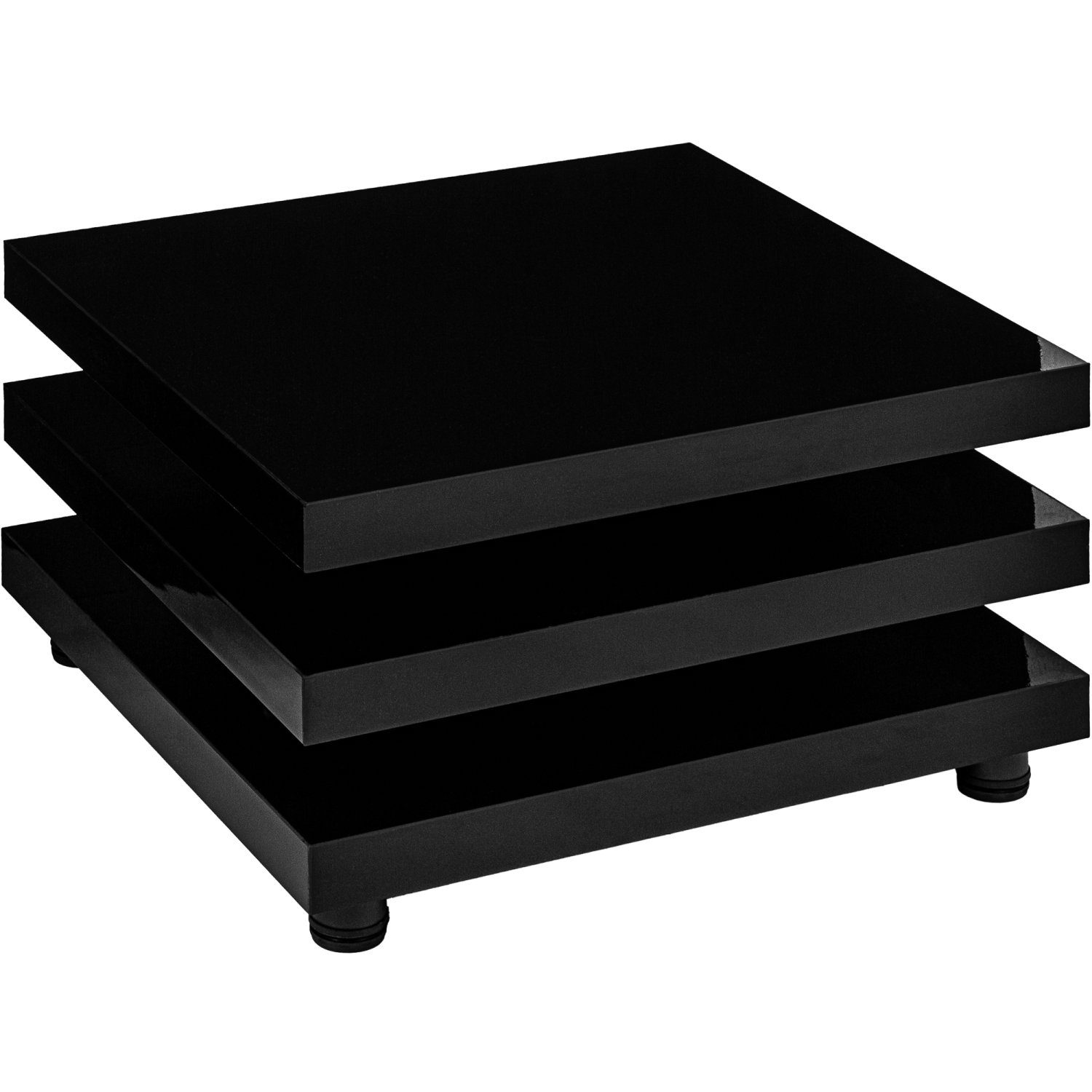 STILISTA Couchtisch Wohnzimmertisch Beistelltisch Sofatisch, 360° schwenkbare Tischplatten, Cube-Design, Farb- und Größenwahl Hochglanz Schwarz