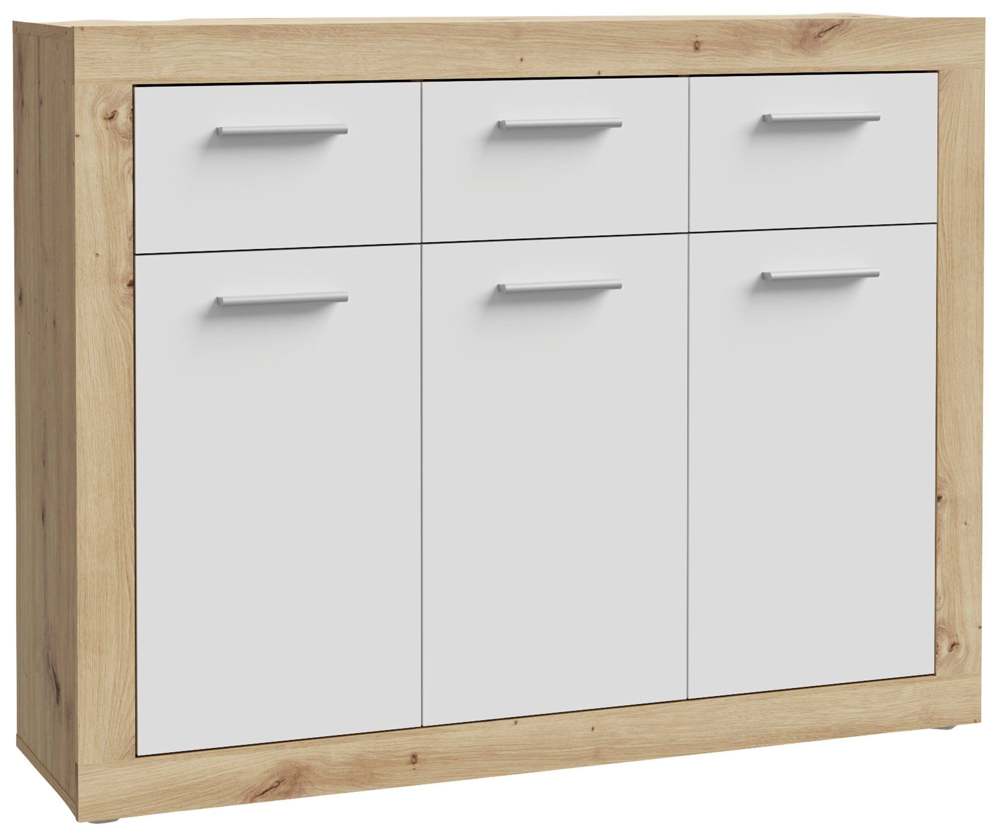 FORTE Sideboard Baccio, Breite 118 cm, höhe 92 cm, 3 Türen und 3 Schubkästen
