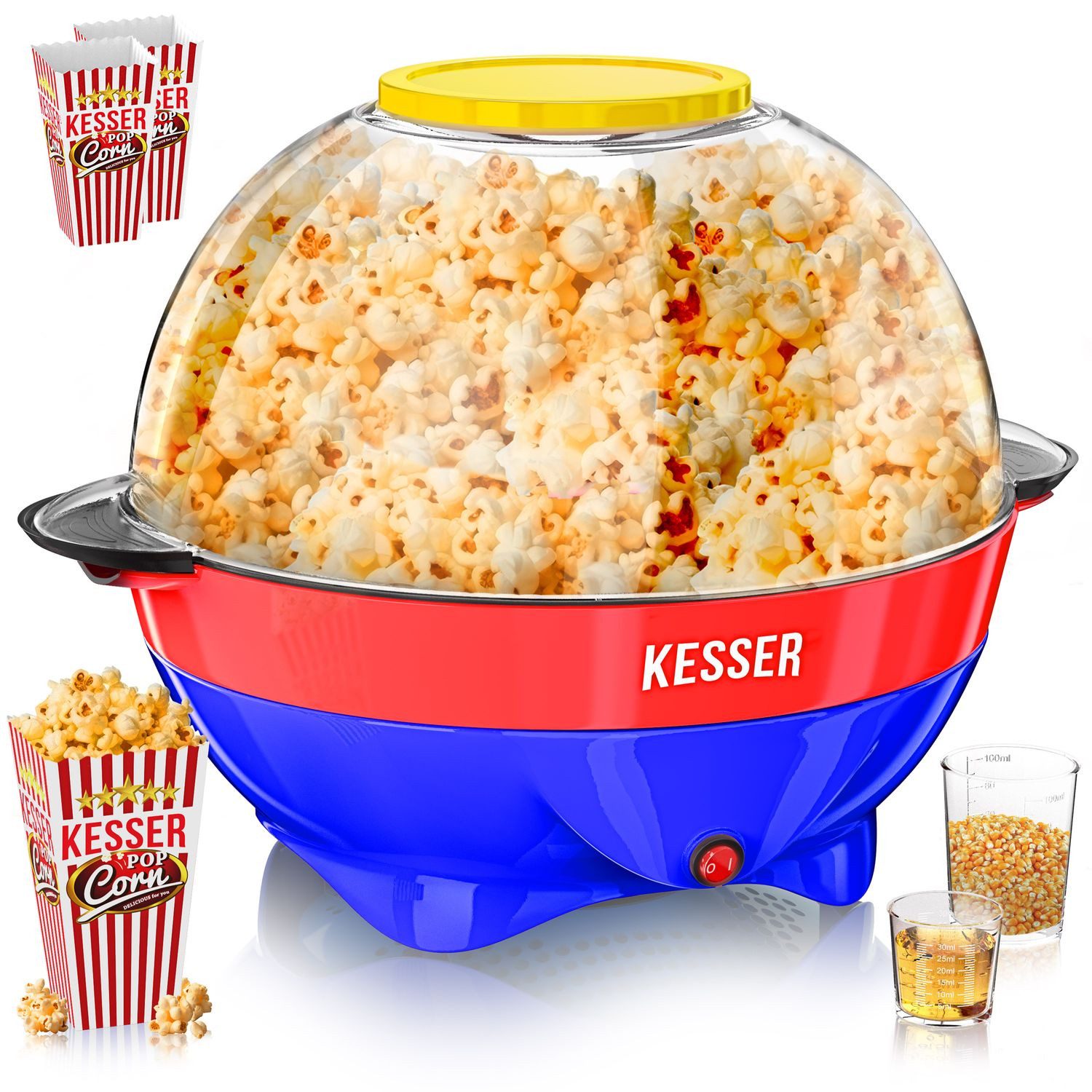 KESSER Popcornmaschine, Popcornmaker 800W Popcorn Maschine 5,5l XXL Inhalt, Antihaftschicht