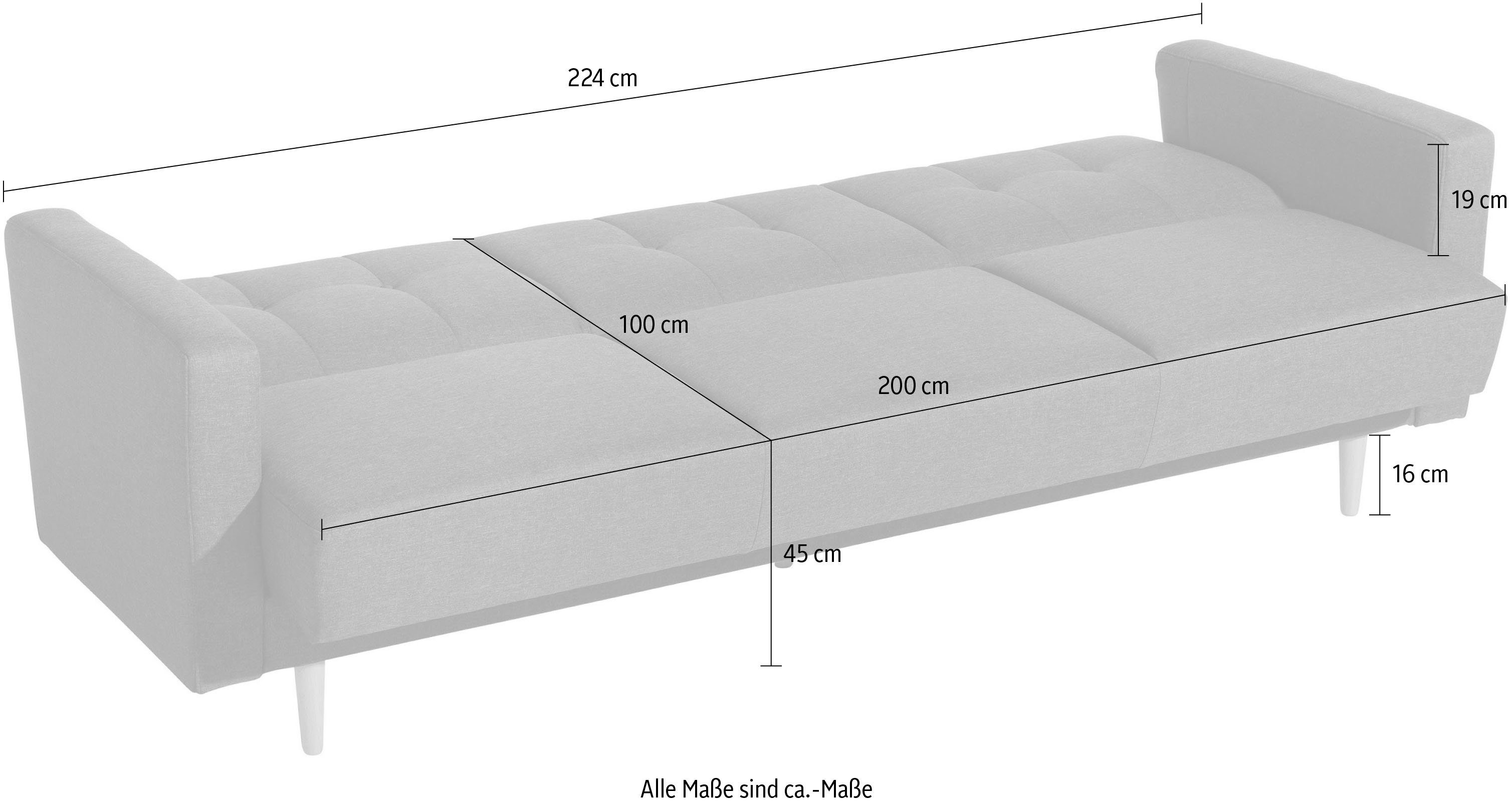 im 3-Sitzer Knopfheftung Bettkasten Schlafsofa mit Rücken, Winzer® Jesper, inklusive Max