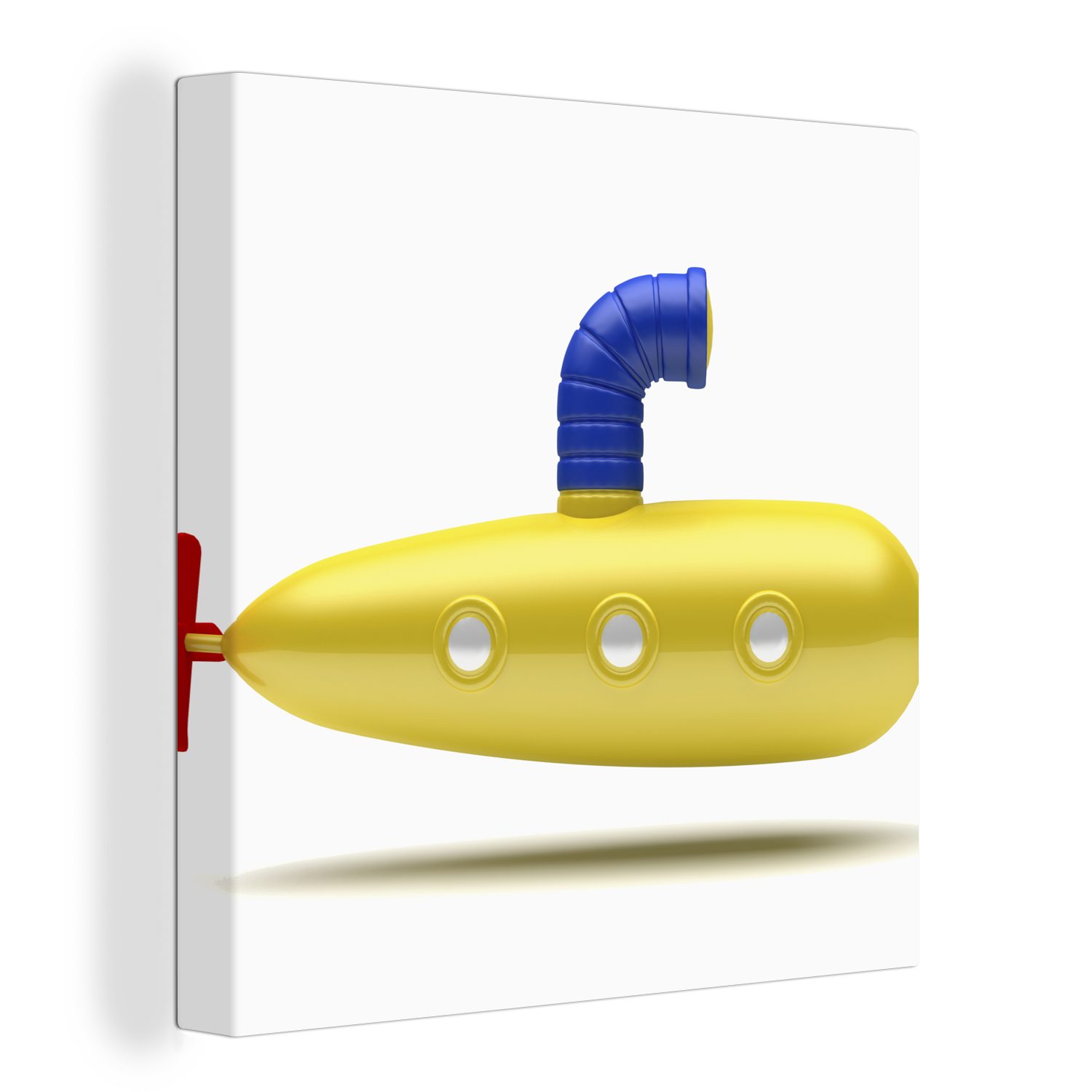 OneMillionCanvasses® Leinwandbild Ein Spielzeug-U-Boot auf weißem Hintergrund, (1 St), Leinwand Bilder für Wohnzimmer Schlafzimmer