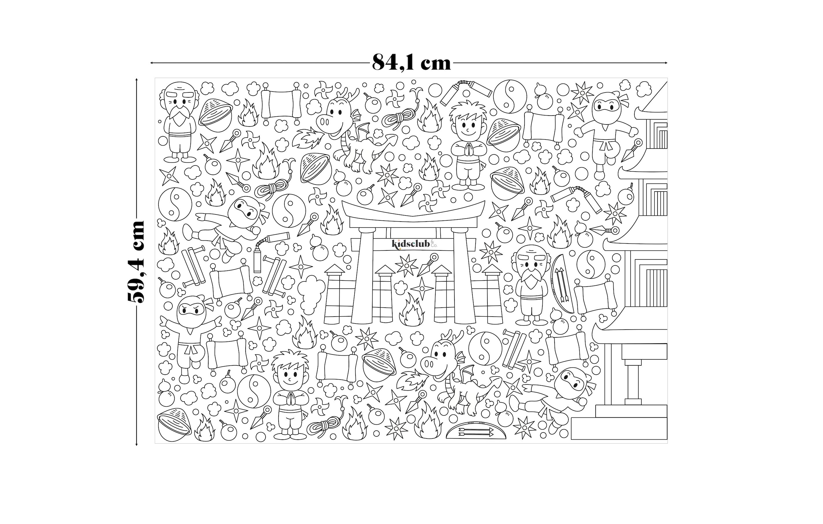 Kidsclub & Co. Malvorlage, Ausmalposter "Ninja" - Malen & Kreativität für Kinder